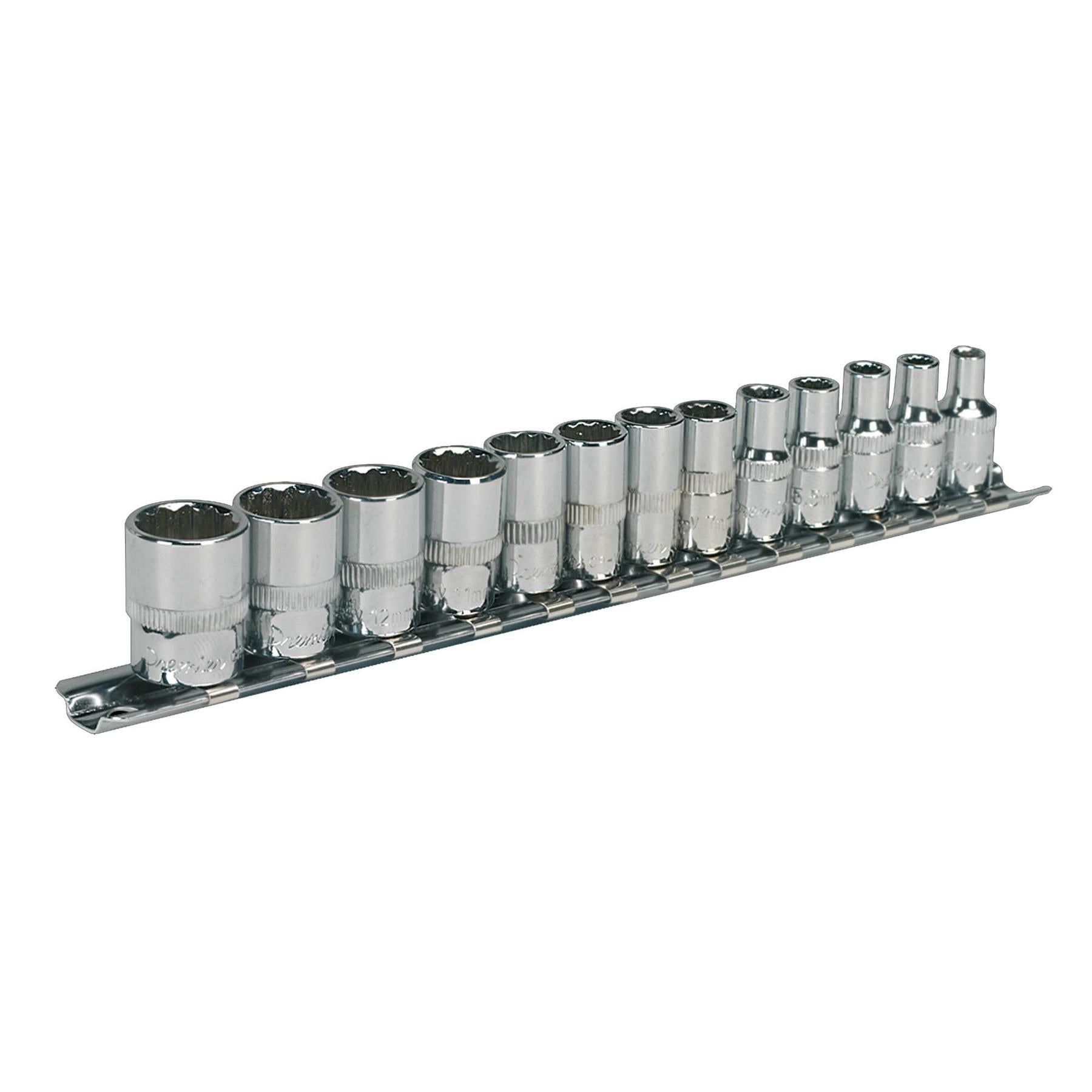 Sealey Socket Set 13pc 1/4"Sq Drive 12pt WallDrive Metric