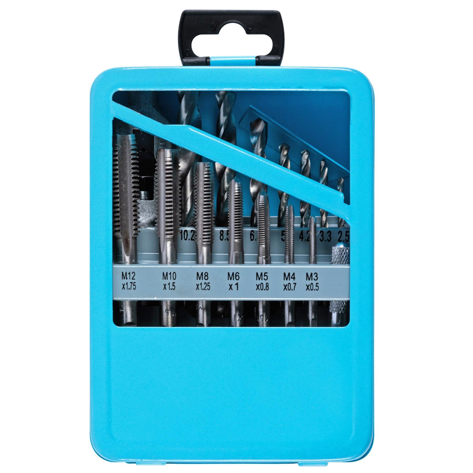 BlueSpot 15Pc Tap and Drill Bit Set Metric M3 - M12 Drills Thread Cutter