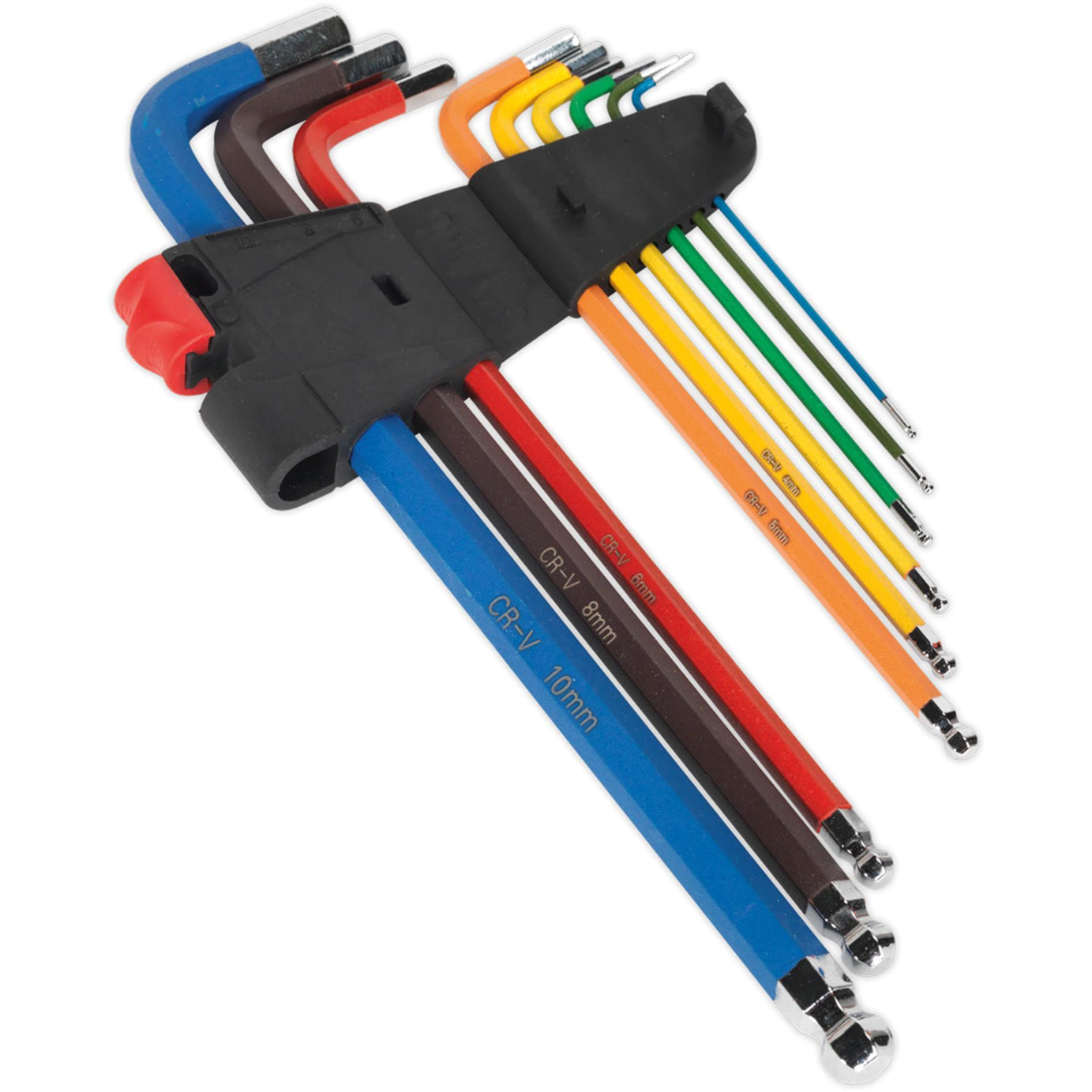 Sealey Ball-End Hex Key Set 9pc Colour-Coded Extra-Long Metric