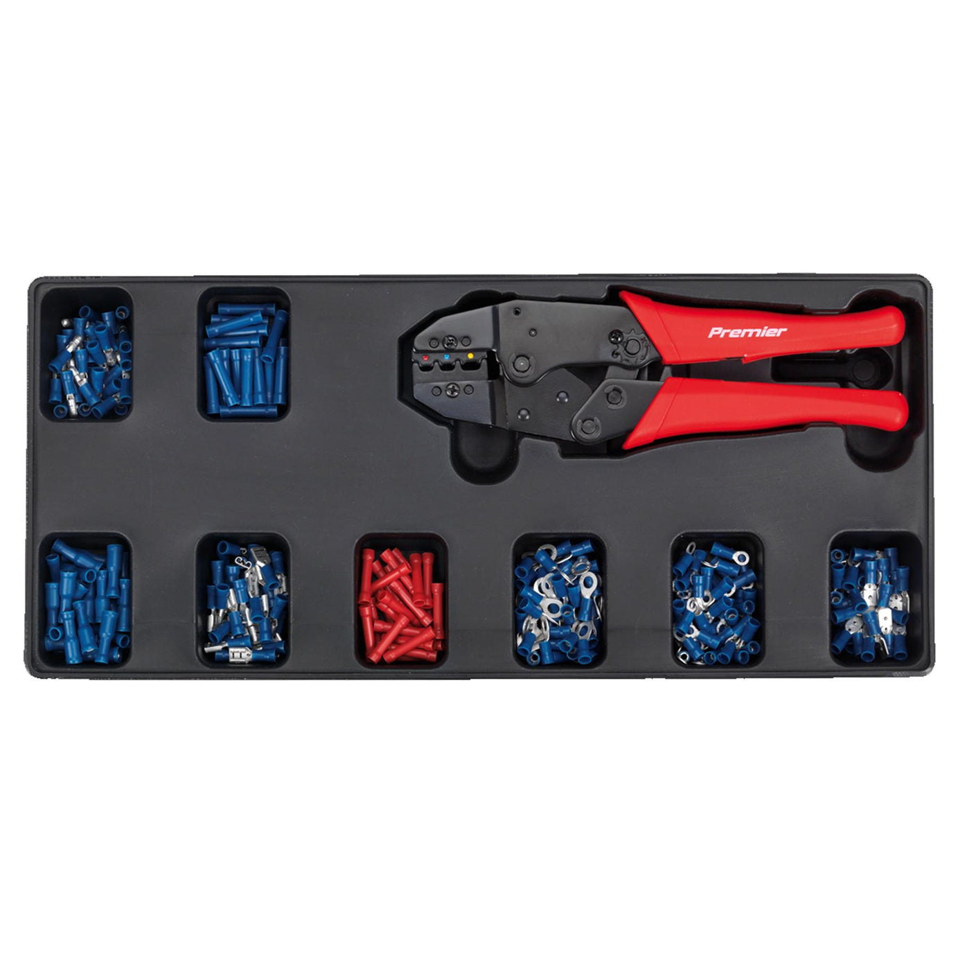 Sealey Tool Tray with Ratchet Crimper & Asstd Insulated Terminals