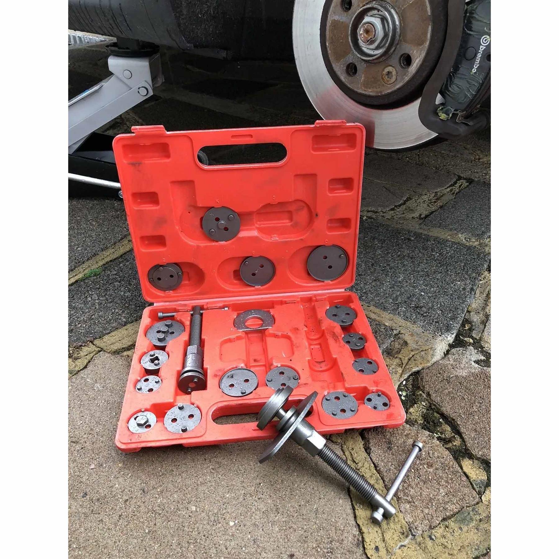 21 Pc Brake Caliper Piston Rewind Return Wind Back Tool Kit Set Left & Right Handed Thread