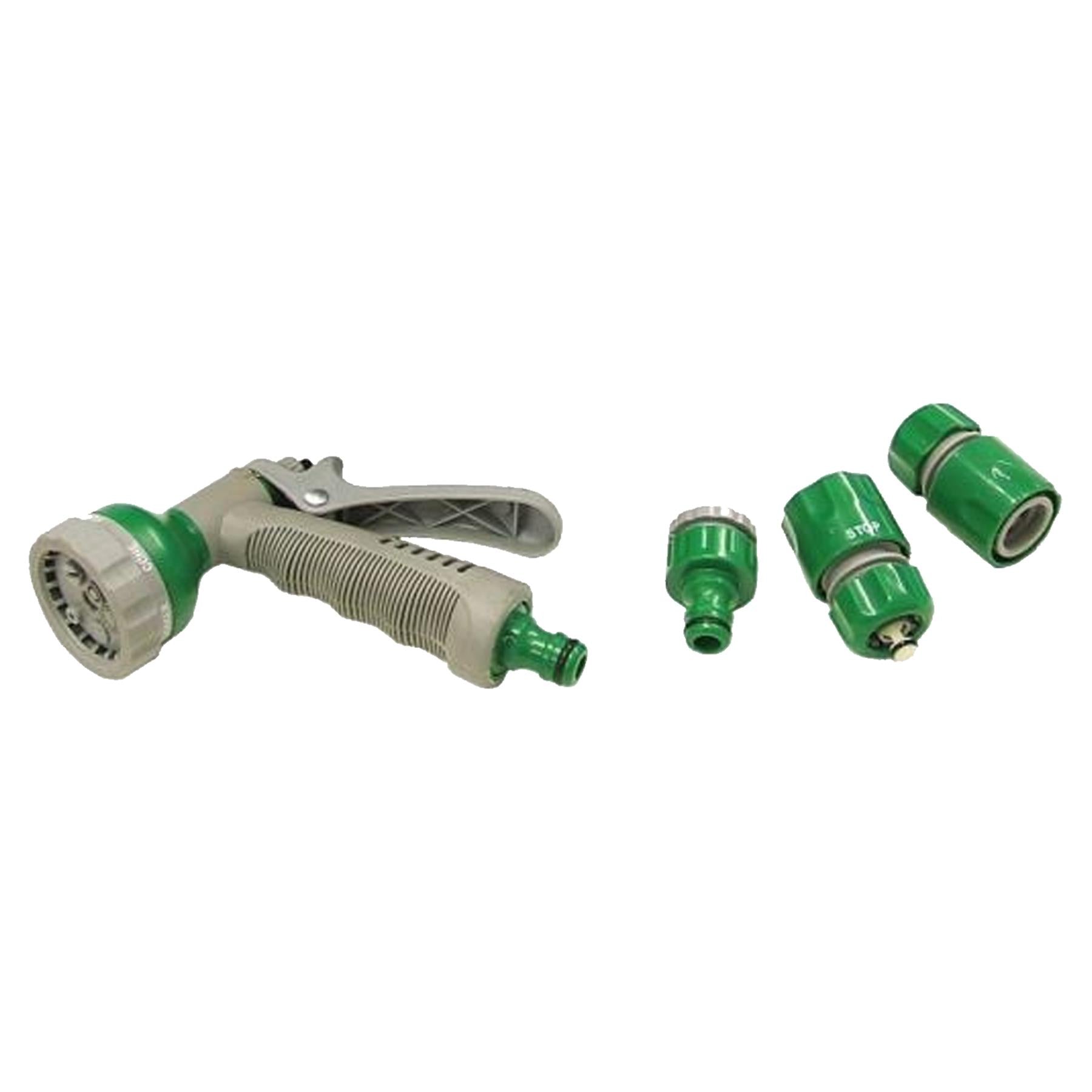 30M Garden Hose Pipe Reinforced PVC Watering Hosepipe + Spray Gun Set Green