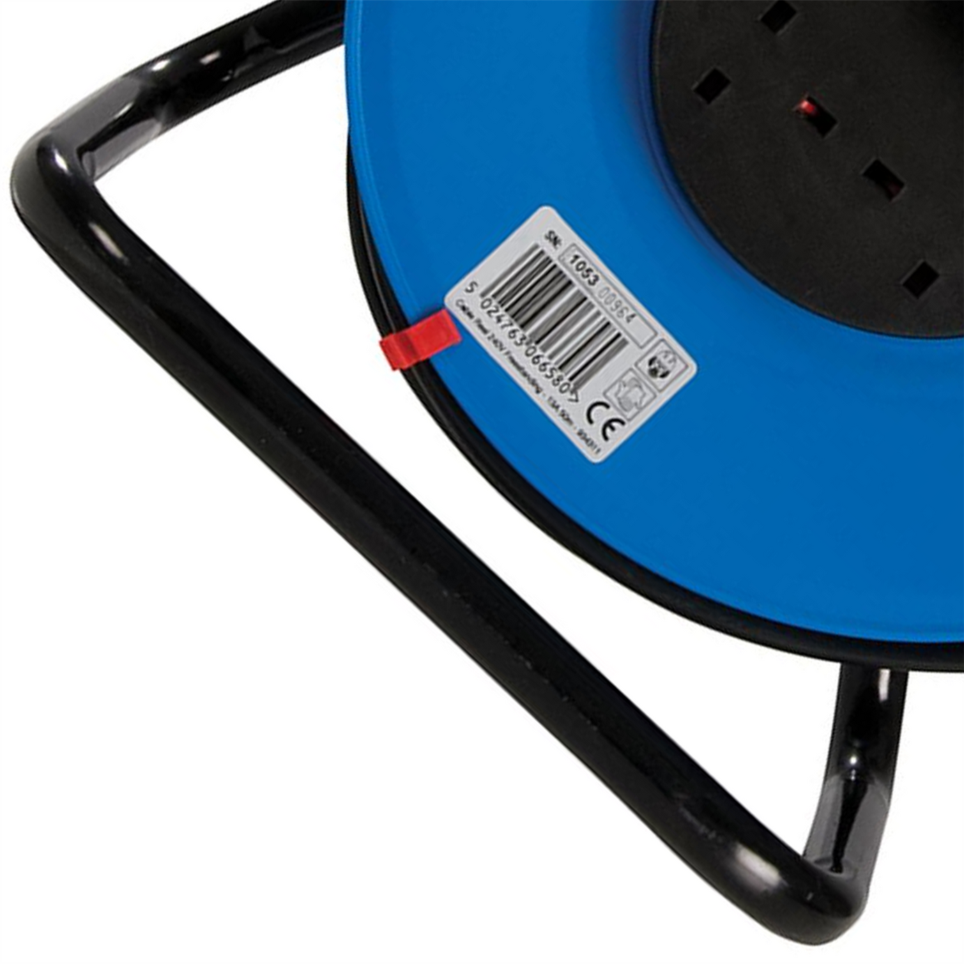 50M Mains Extension Cable Reel 240V Freestanding 13A 4 Socket Overload Protect