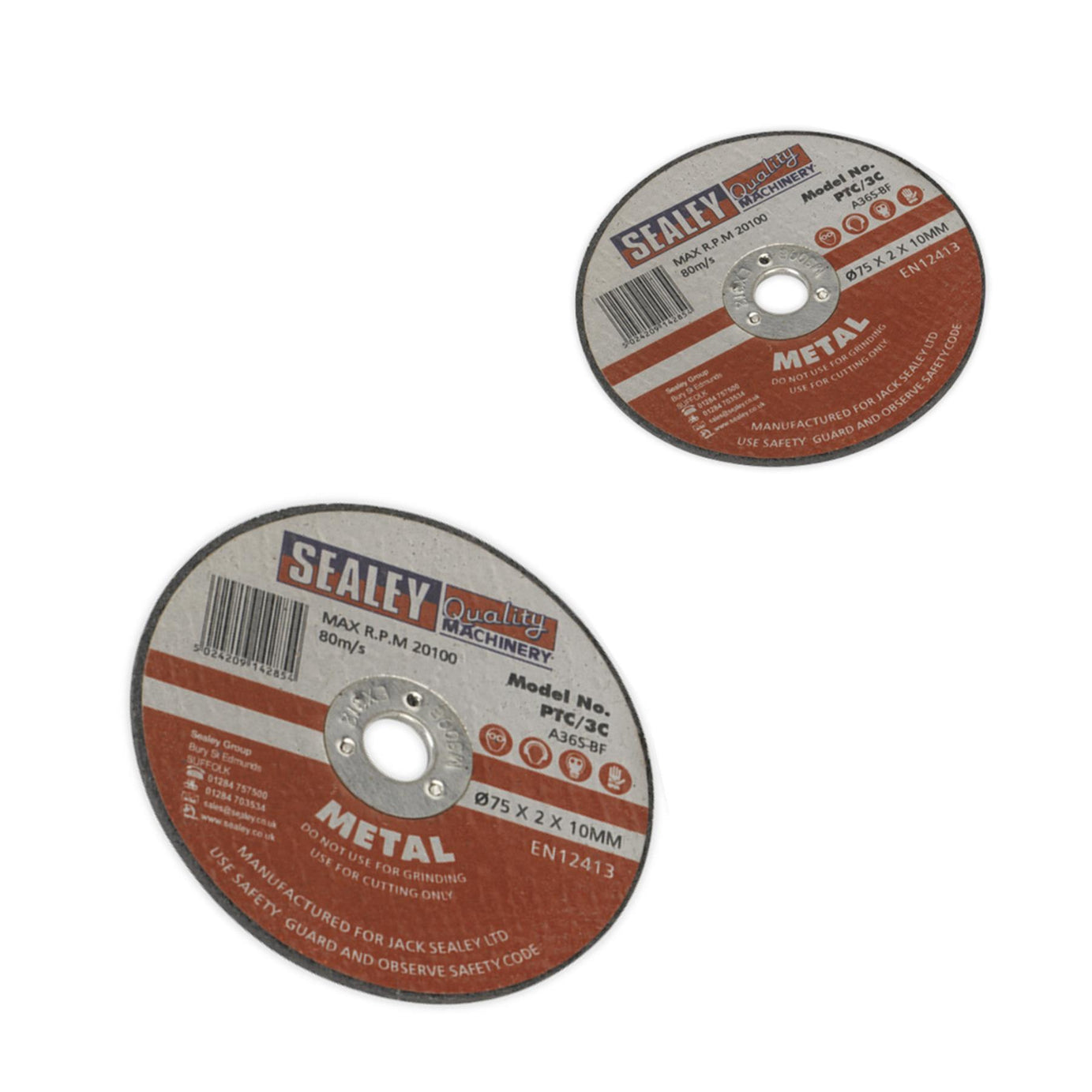 Sealey Cutting Disc Ø75 x 2mm Ø10mm Bore Pack of 5