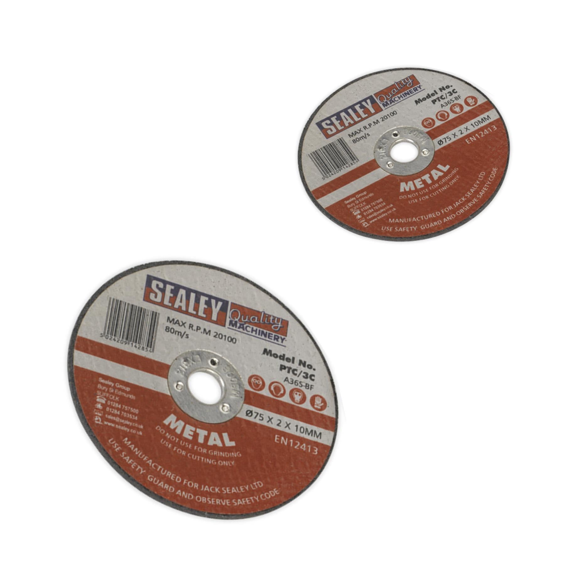 Sealey Cutting Disc Ø75 x 2mm Ø10mm Bore Pack of 5