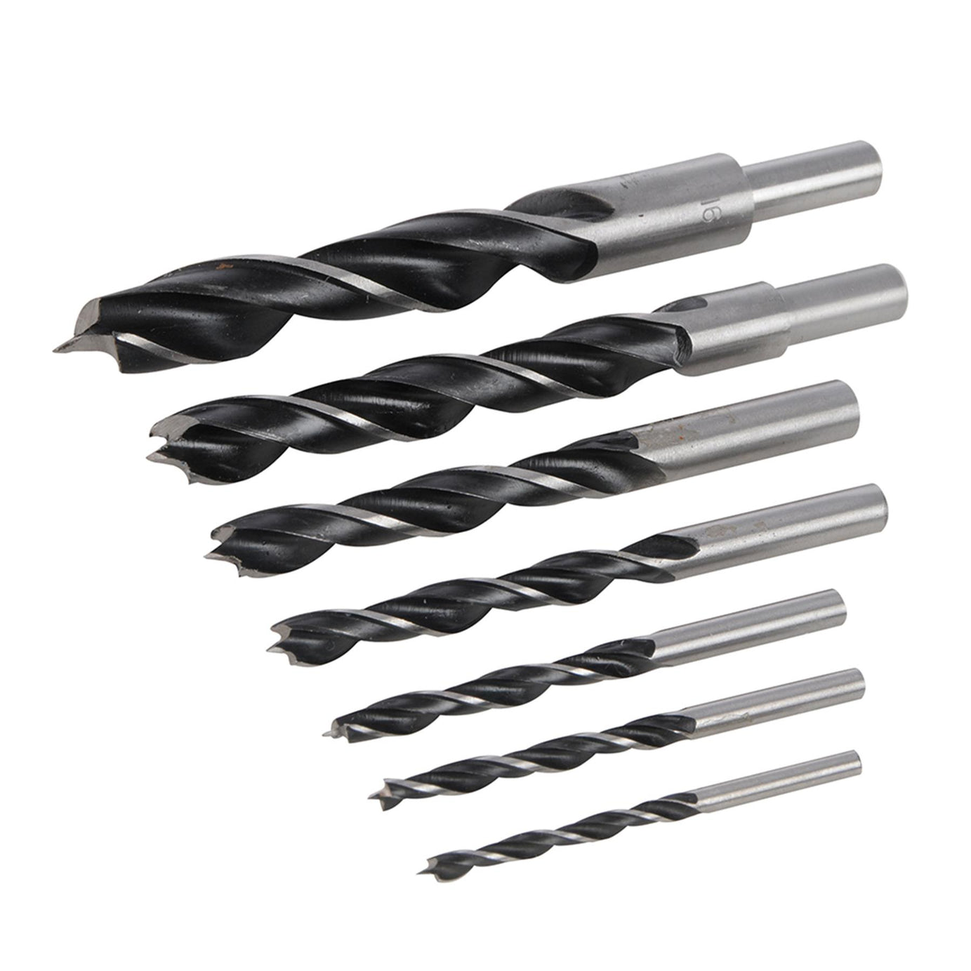 7Pce Lip & Spur Drill Bits Set 4mm - 16mm - DIY Tools With Plug Cutter