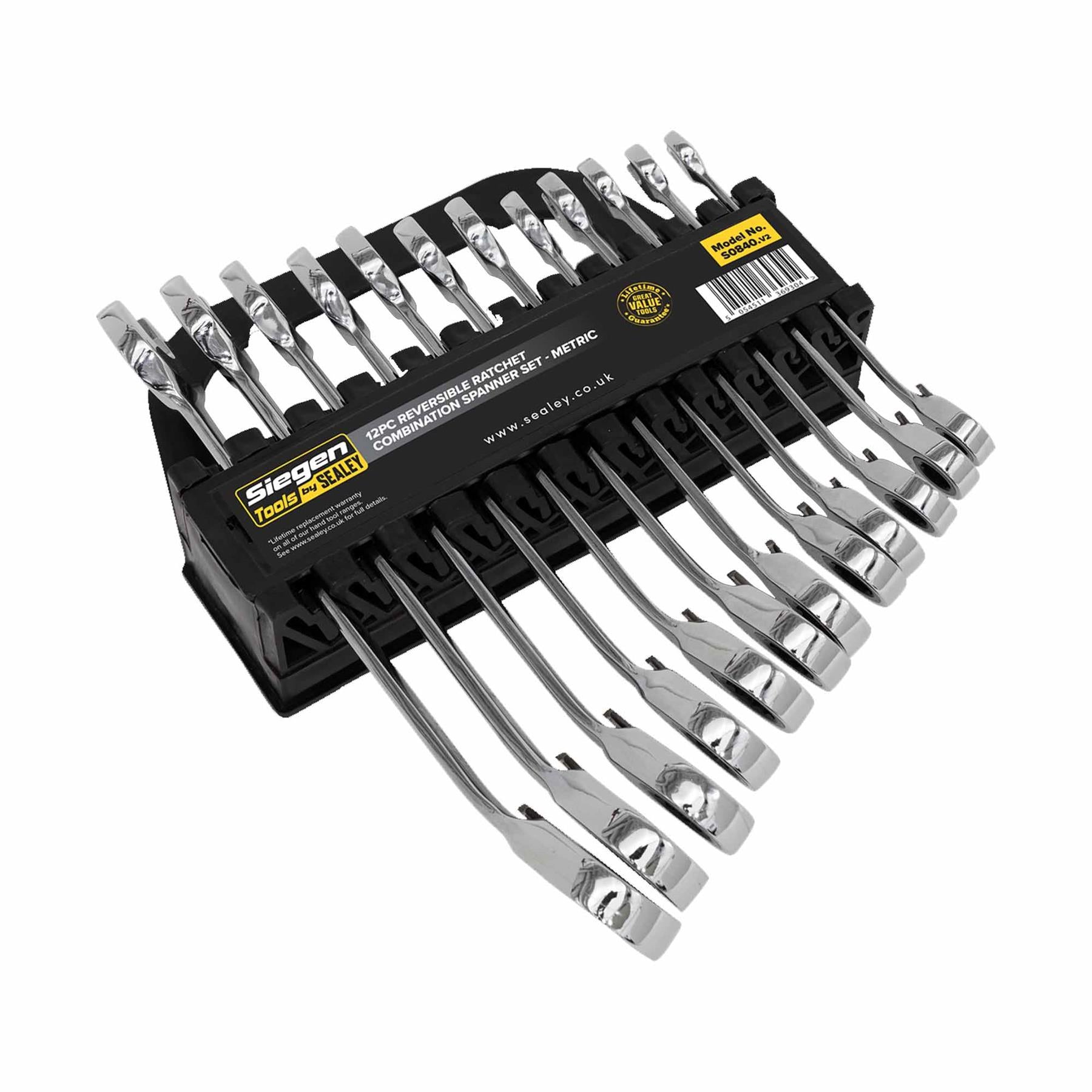 Sealey Reversible Ratchet Combination Spanner Set 12pc Metric