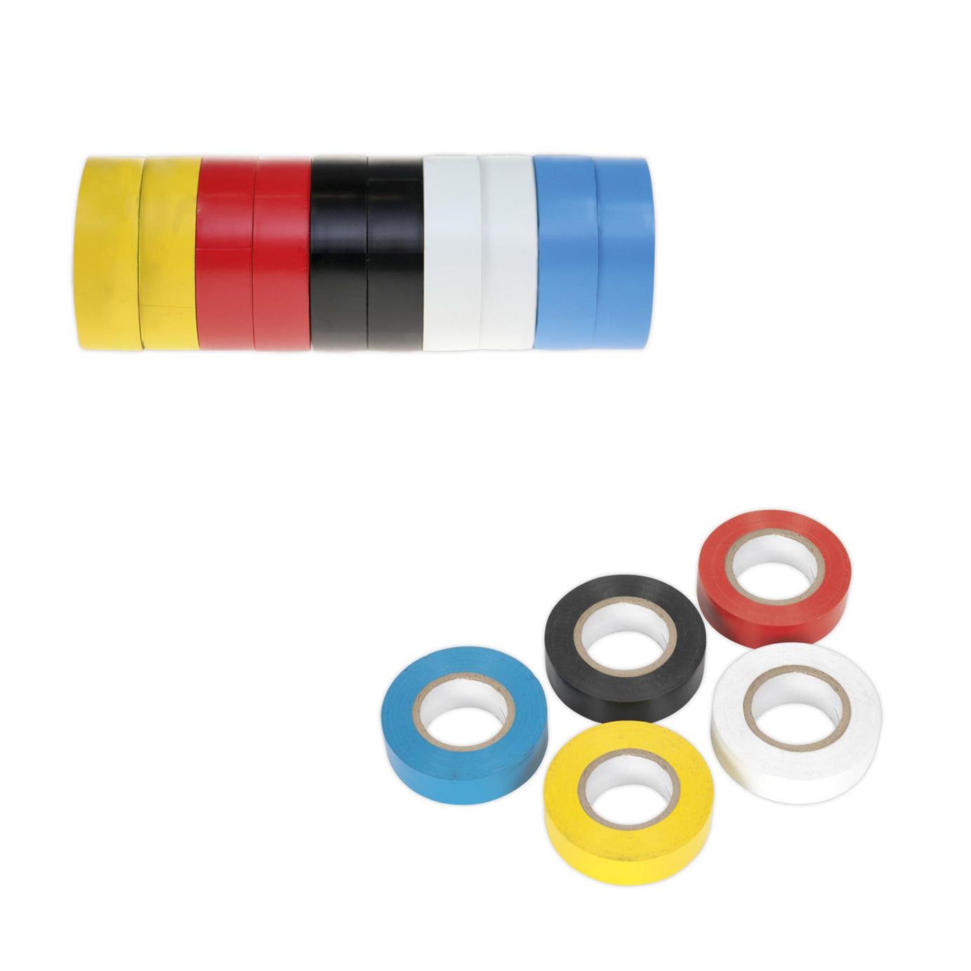 Sealey PVC Insulating Tape 19mm x 20m Mixed Colours Pack of 10