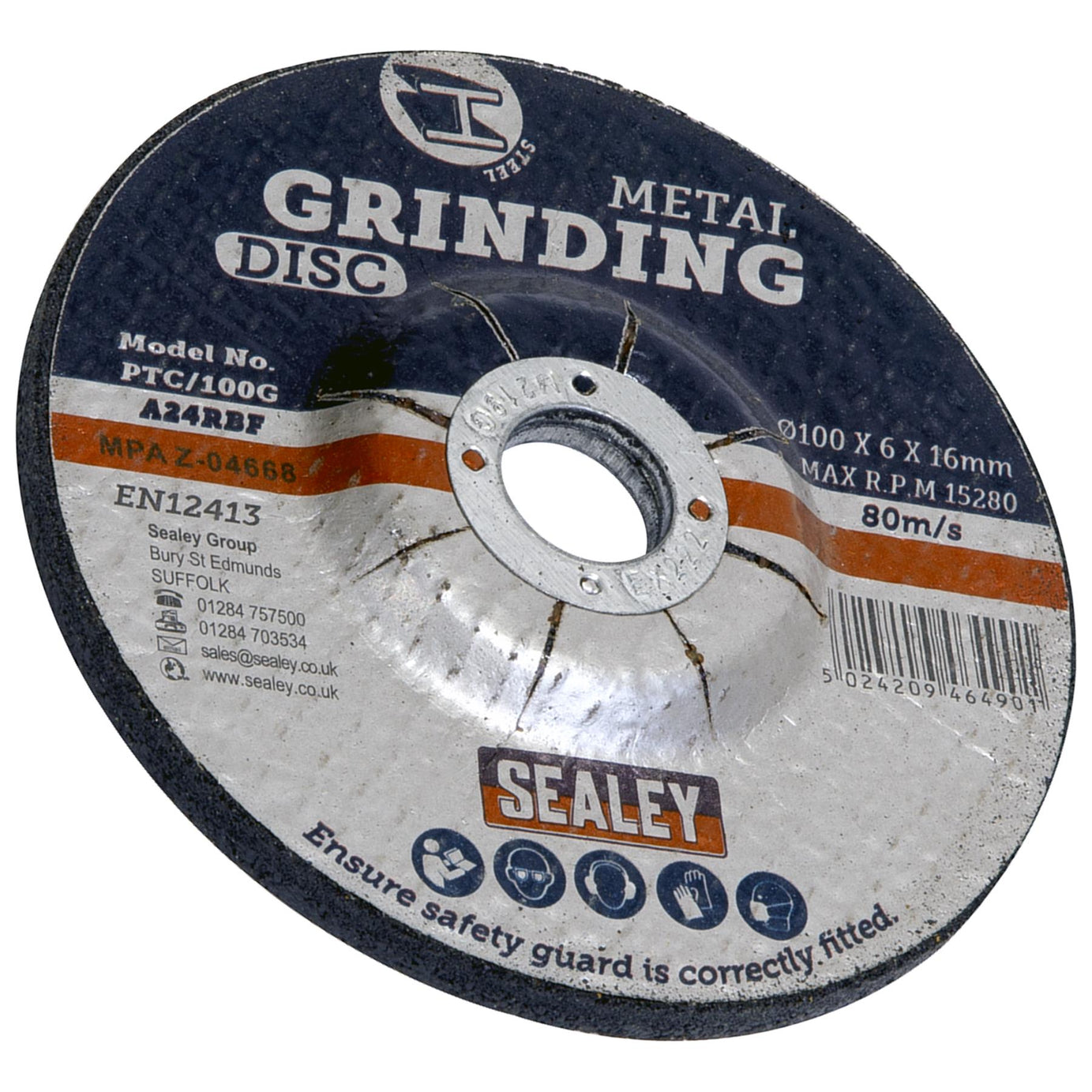Sealey Grinding Disc 100 x 6mm 16mm Bore PTC/100G