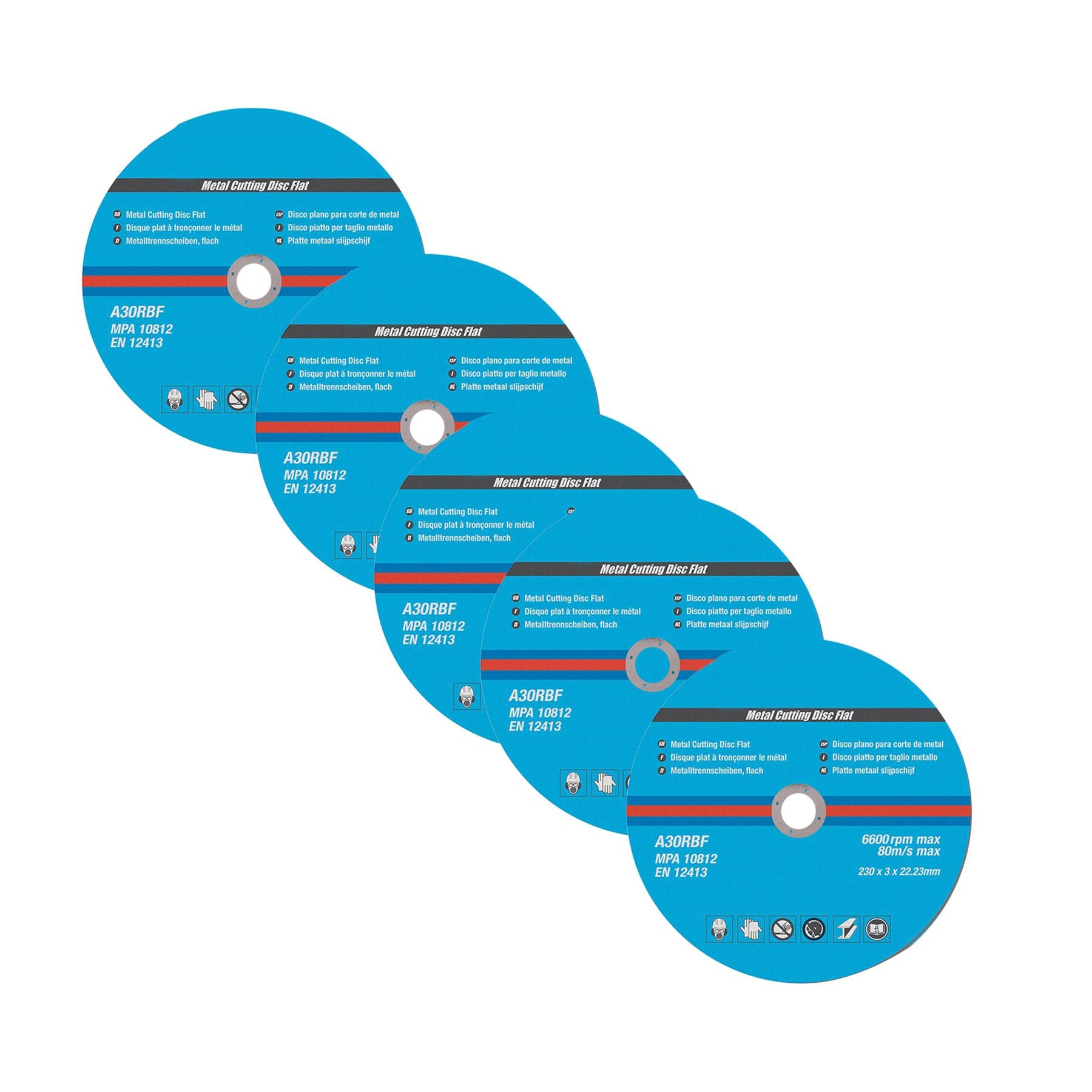 Metal Cutting Discs, Flat, Angle Grinder, 230mm X 3mm, Steel, Grinding 5Pk