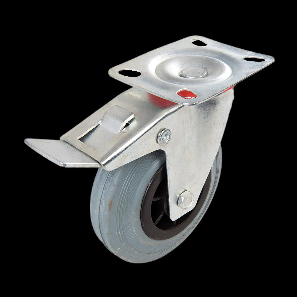 10 x Heavy Duty 125mm Rubber Swivel Castor Wheels Trolley Furniture Caster