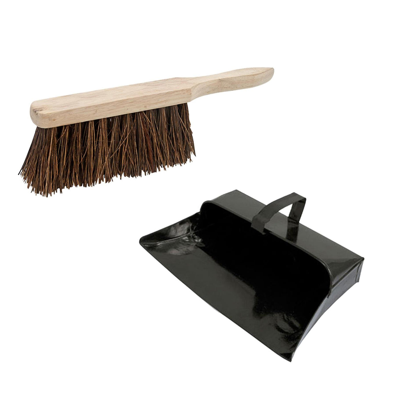 Strong Trade Metal Dustpan And Stiff Wooden Hand Brush Dustpan Set