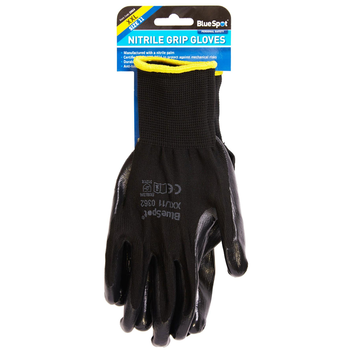 BlueSpot XXL Nitrile / Latex Coated Work Gloves Mens Builders Gardening Grip