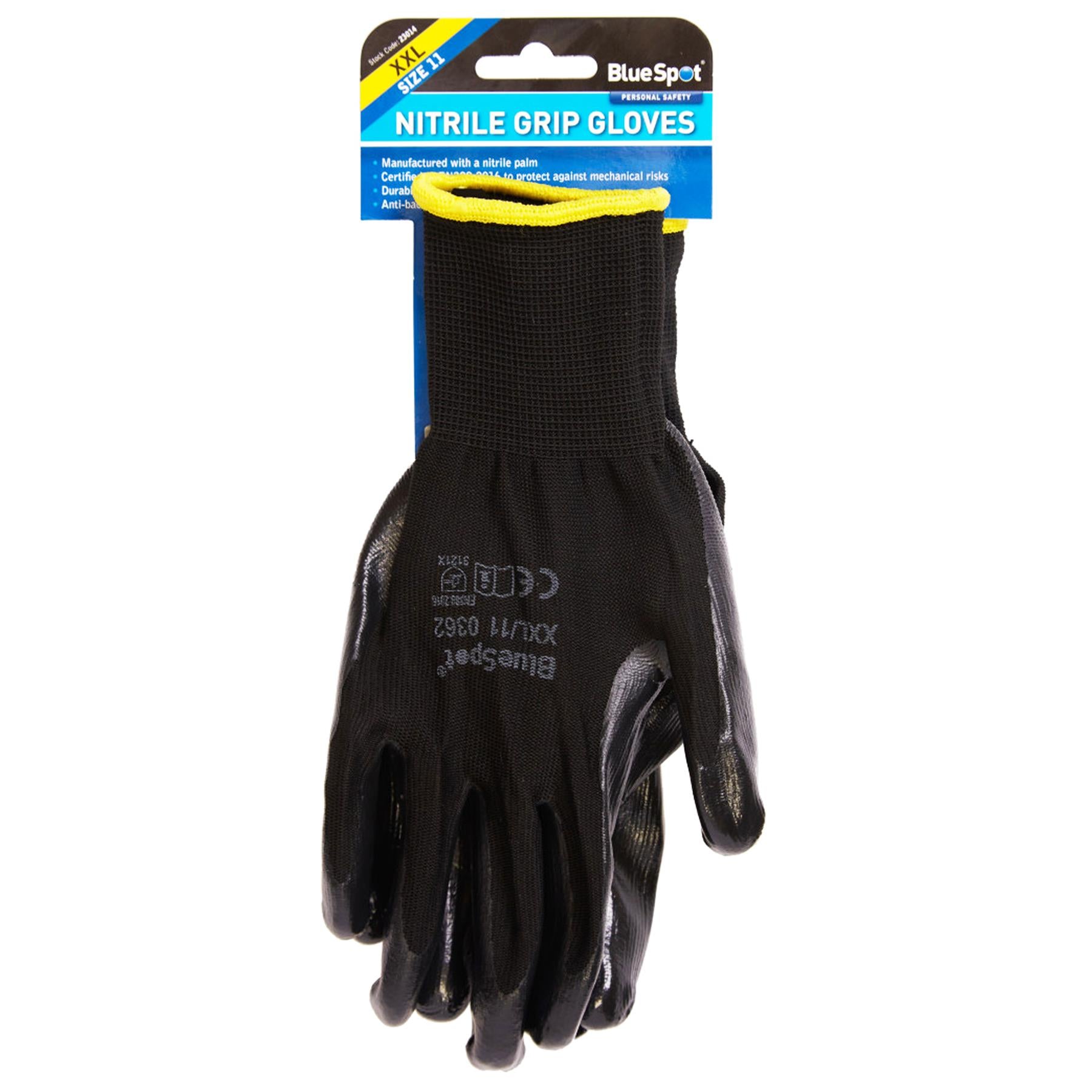 BlueSpot XXL Nitrile / Latex Coated Work Gloves Mens Builders Gardening Grip