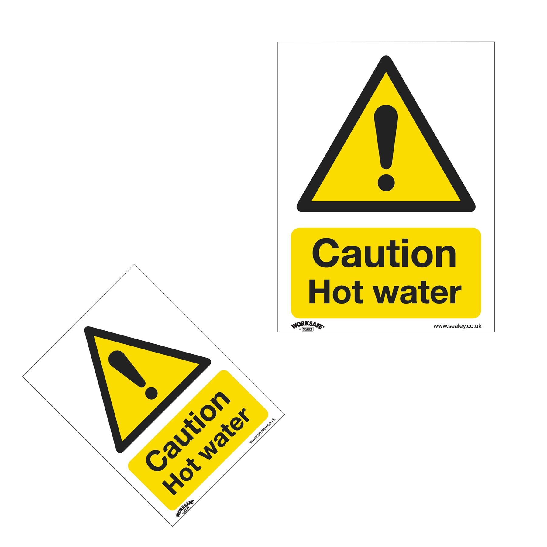 Warning Safety Sign - Caution Hot Water - Rigid Plastic