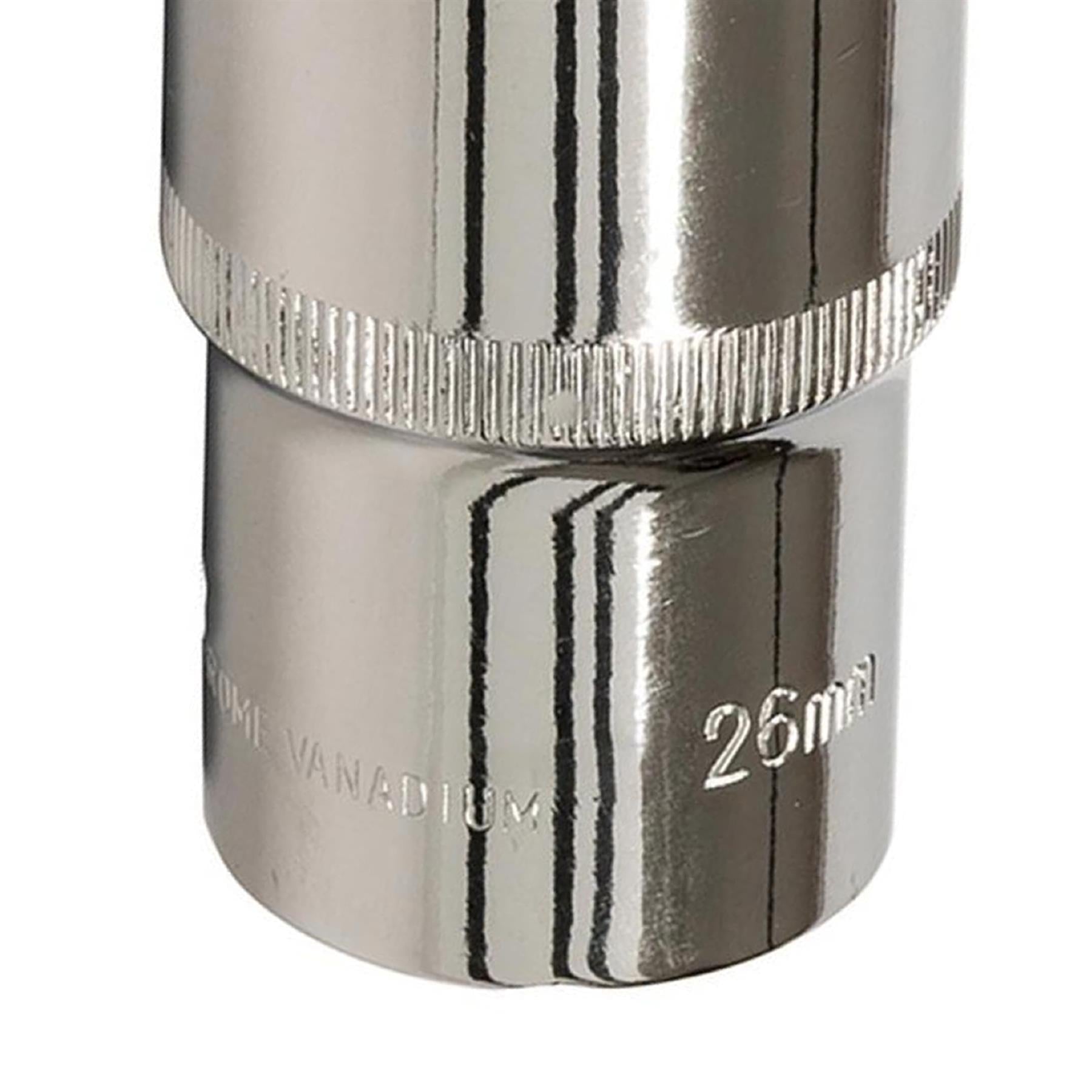 Quality Socket 1/2" Shallow Deep Drive Metric 26mm Long Hex Wrench