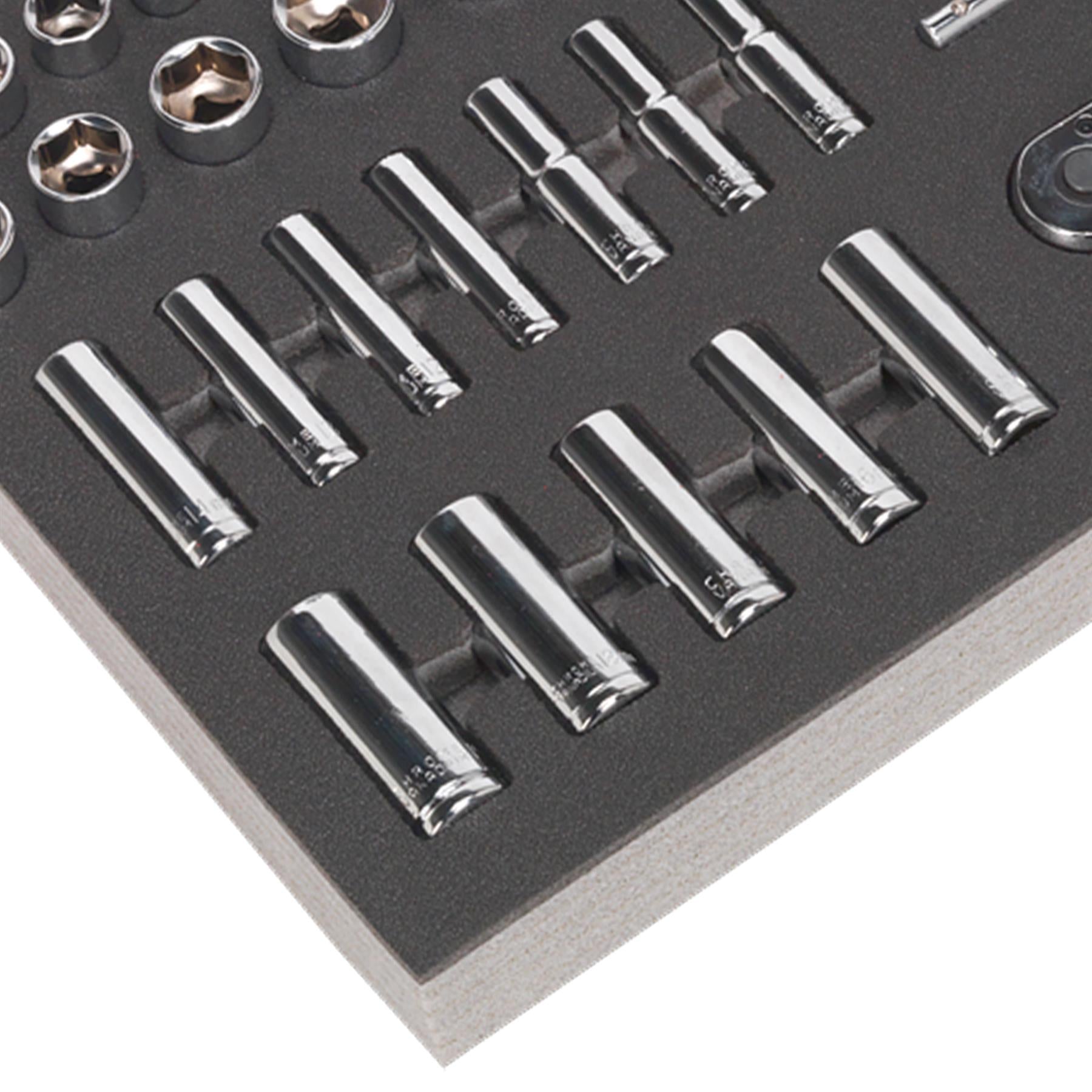 Sealey Tool Tray with Socket Set 62pc 3/8"Sq Drive Metric