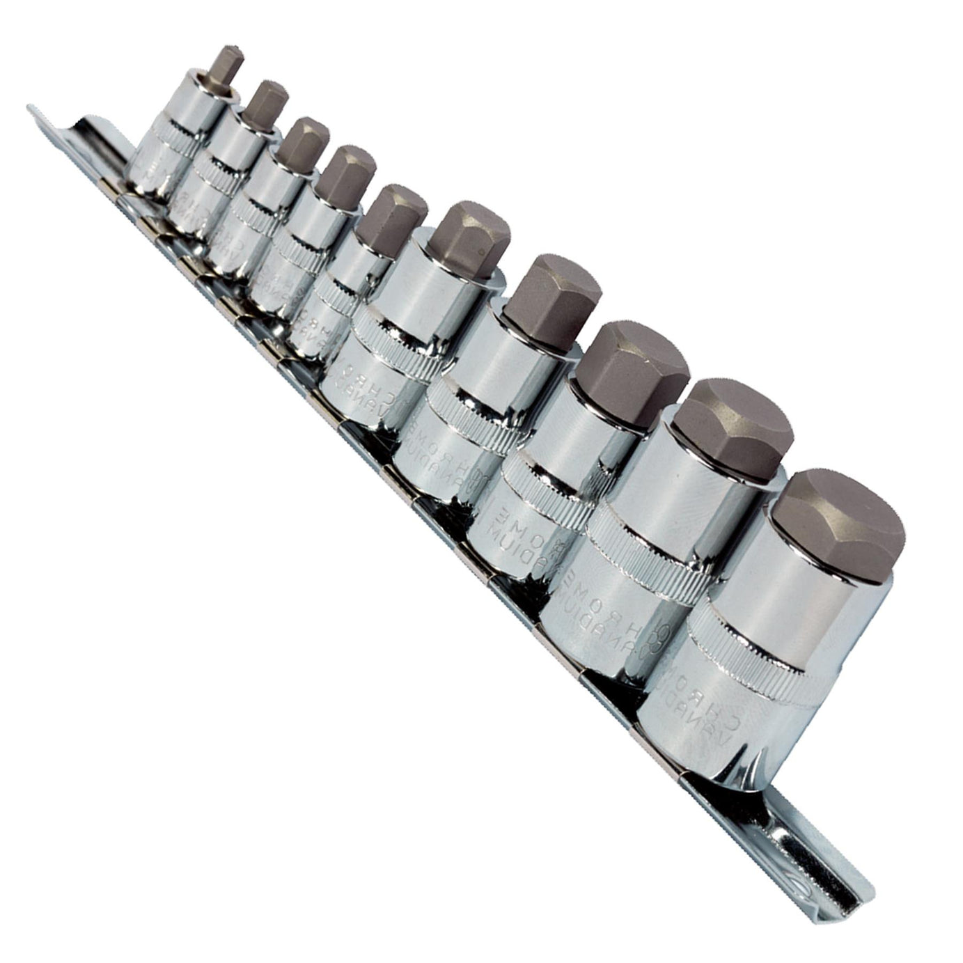 Sealey Hex Socket Bit Set 10pc Stubby 1/4", 3/8" & 1/2"Sq Drive