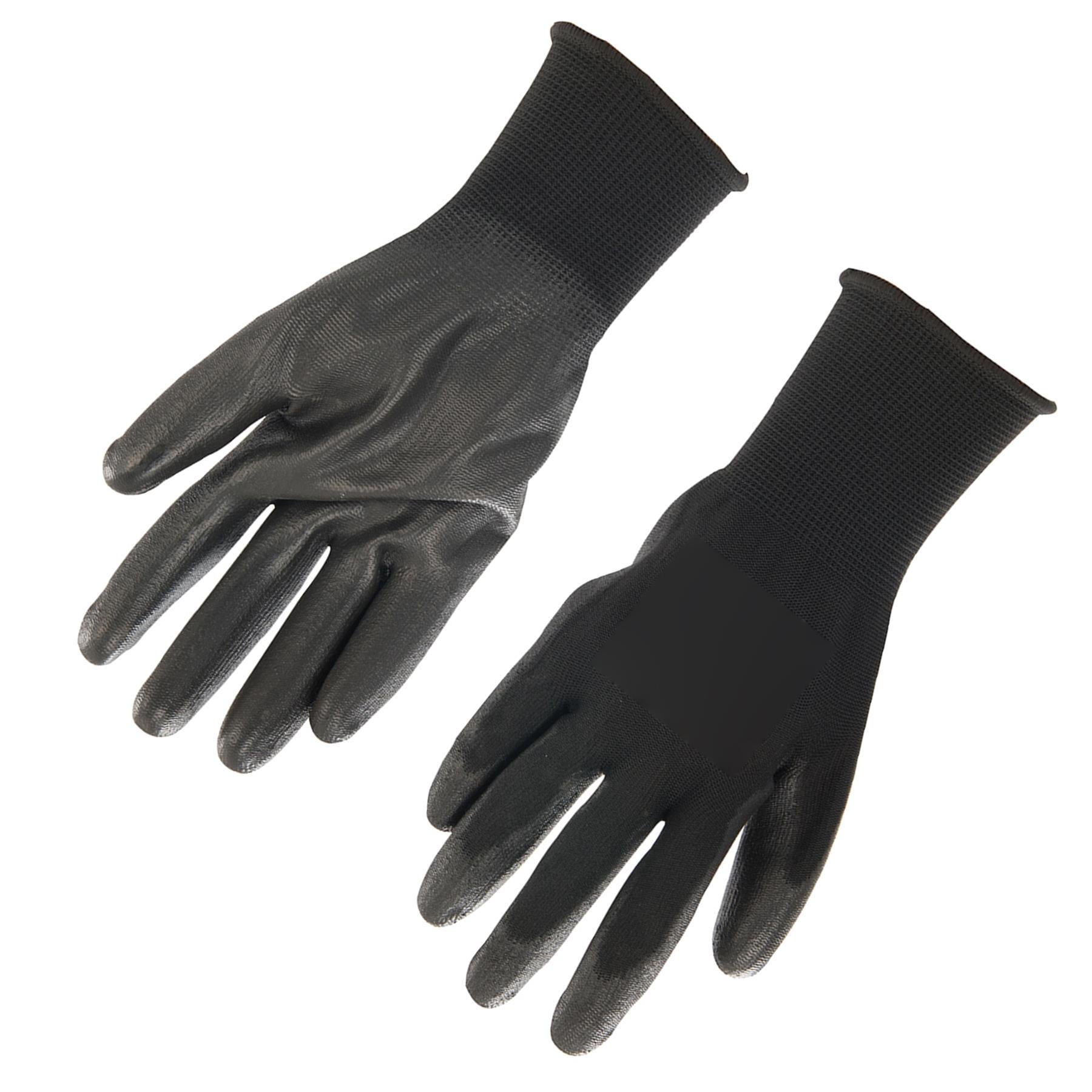 20x PU Palm Coated Work Wear Gardening Black Safety Gloves M 9