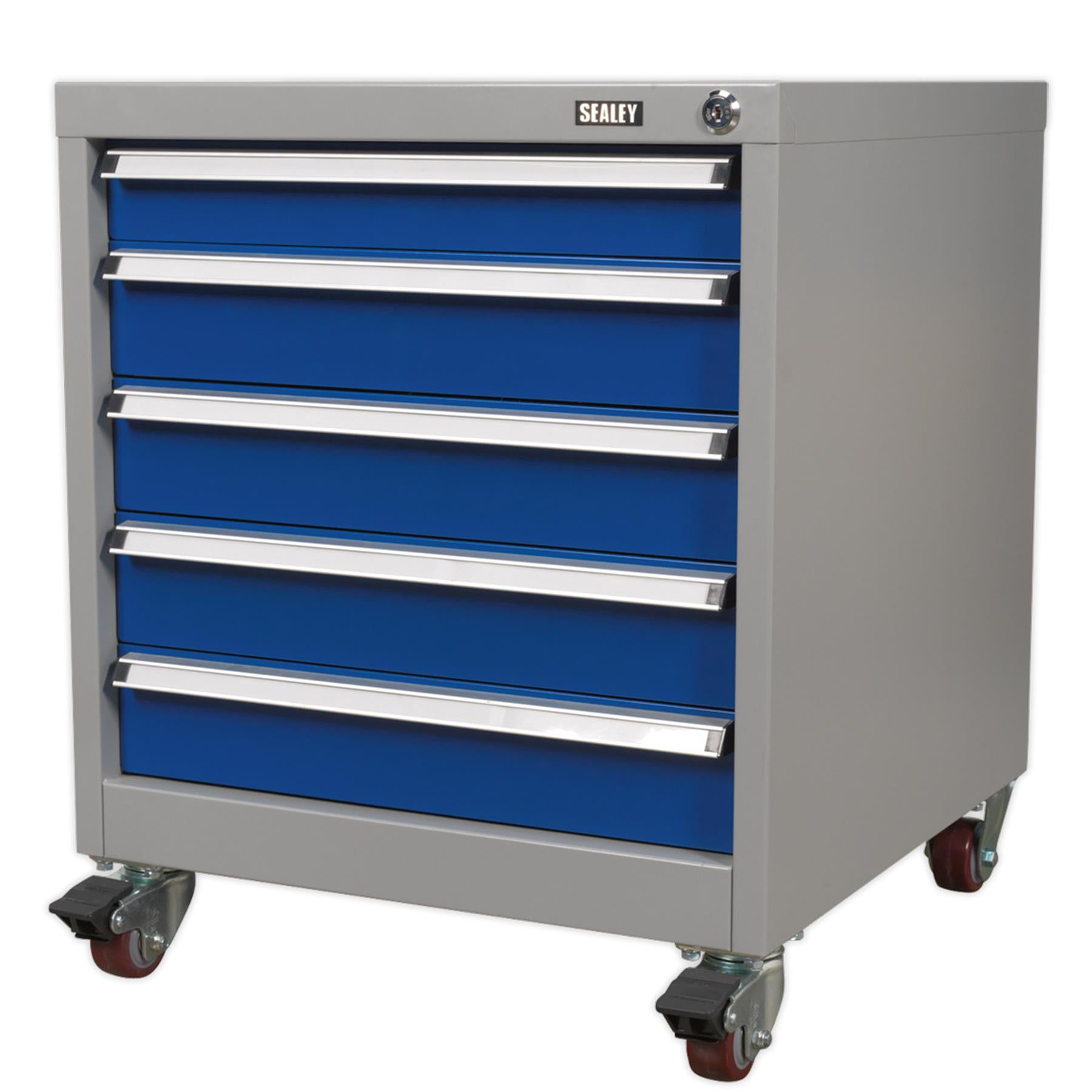 Sealey Mobile Industrial Cabinet 5 Drawer with a load bearing of up to 40kg.