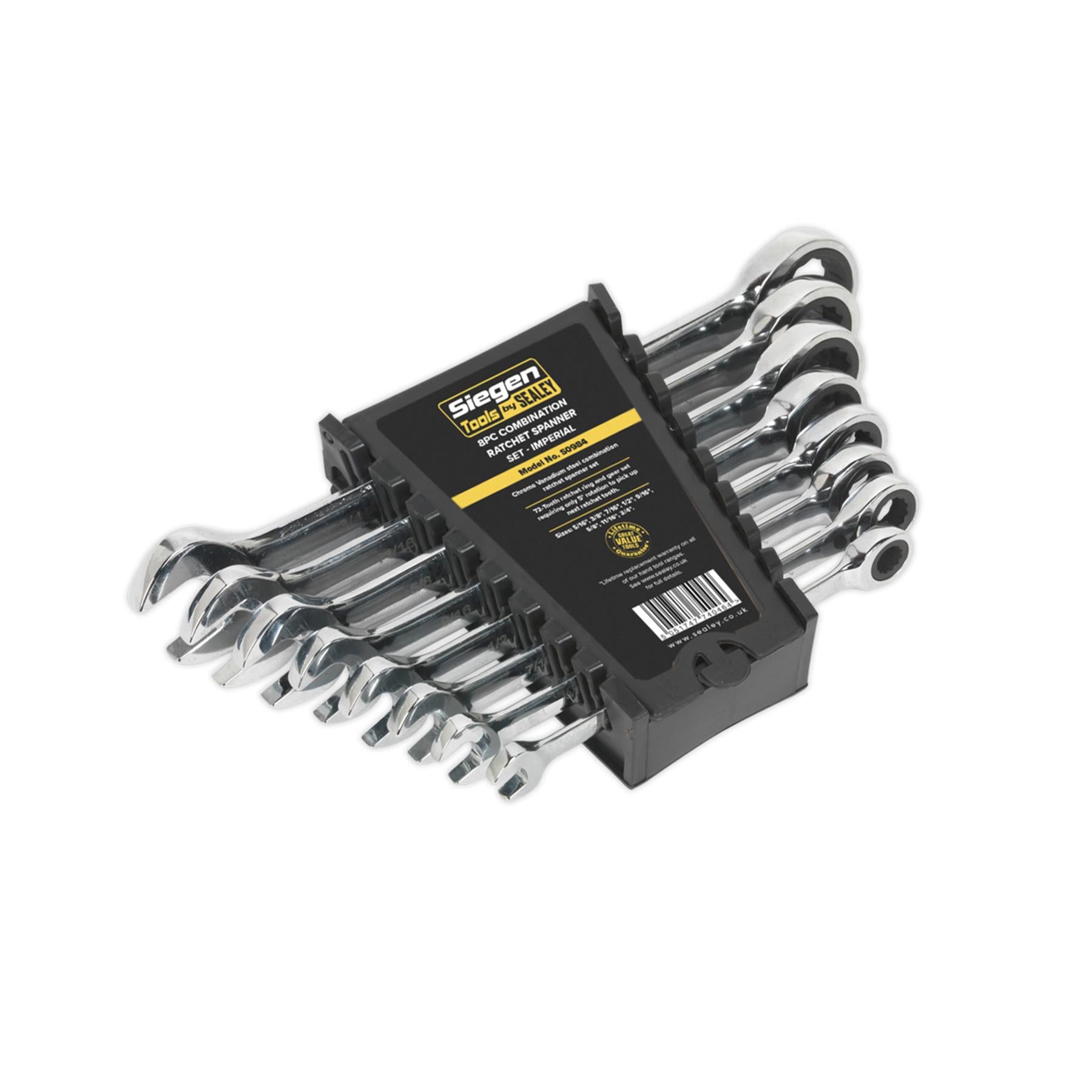 Sealey Combination Ratchet Spanner Set 8pc Imperial