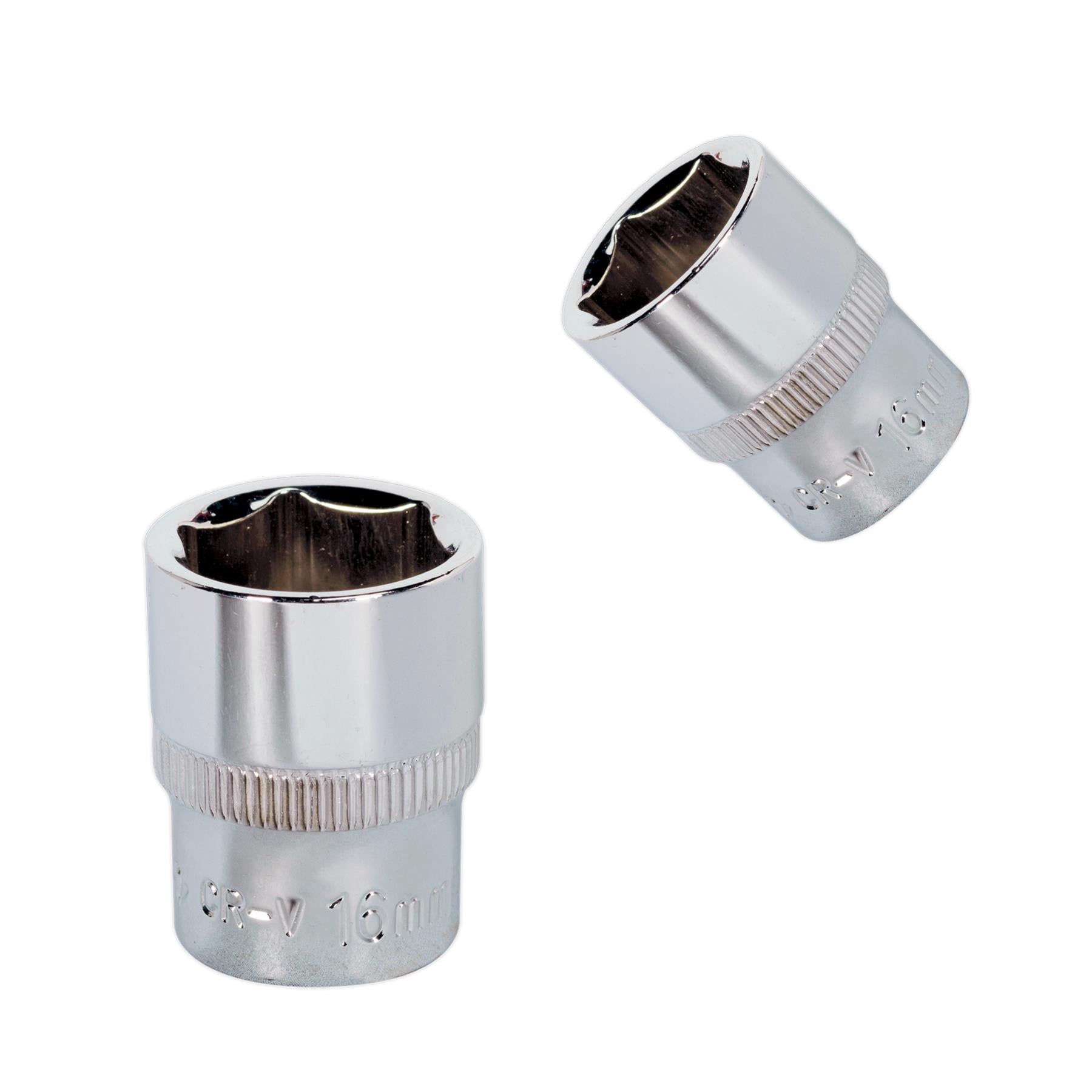 Sealey WallDrive Socket 16mm 3/8"Sq Drive Fully Polished