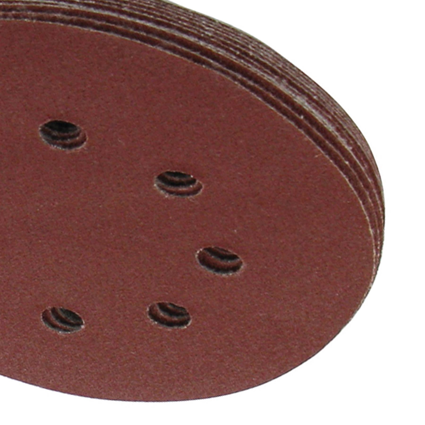 Punched Sanding Discs 125mm 10Pk Grit 80 Hook & Loop Aluminium Oxide New
