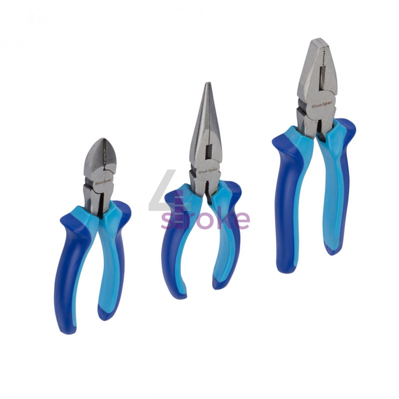 BlueSpot 3Pce Plier Set Soft Grip Handle Long Nose Pliers Cutters 150mm