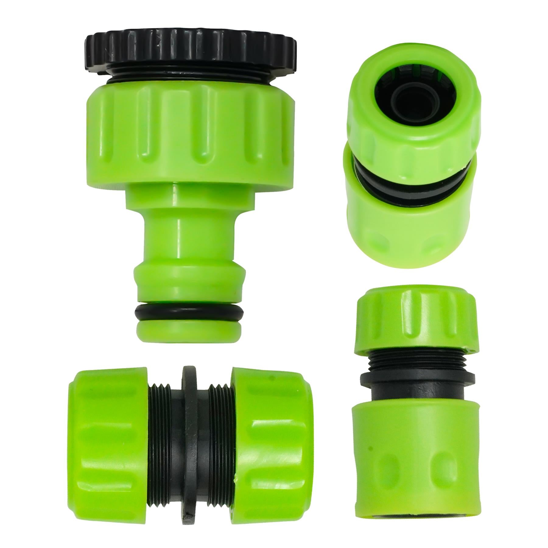 4PC Garden Hose Pipe Fitting Set Adaptor Joiner Waterstop Connectors 1/2", 3/4"