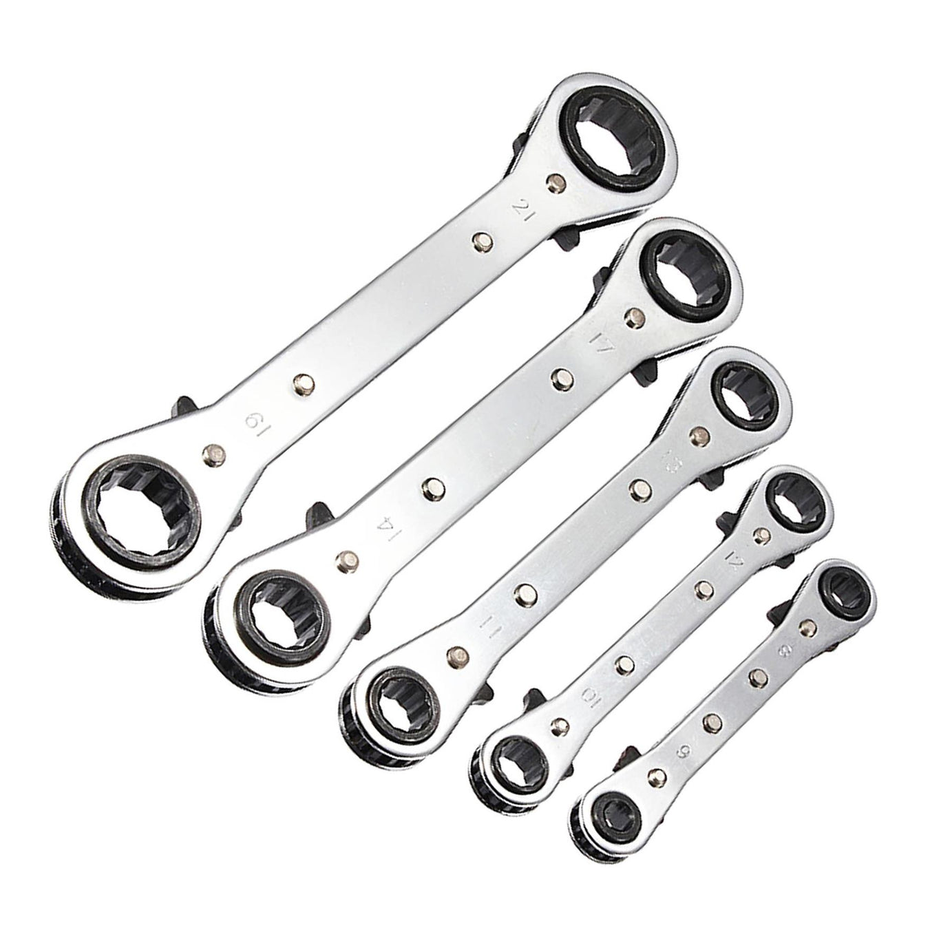 Ratcheting Ring Spanner Set 5 Metric Ratchet Ring Spanners 6-21mm Spanners