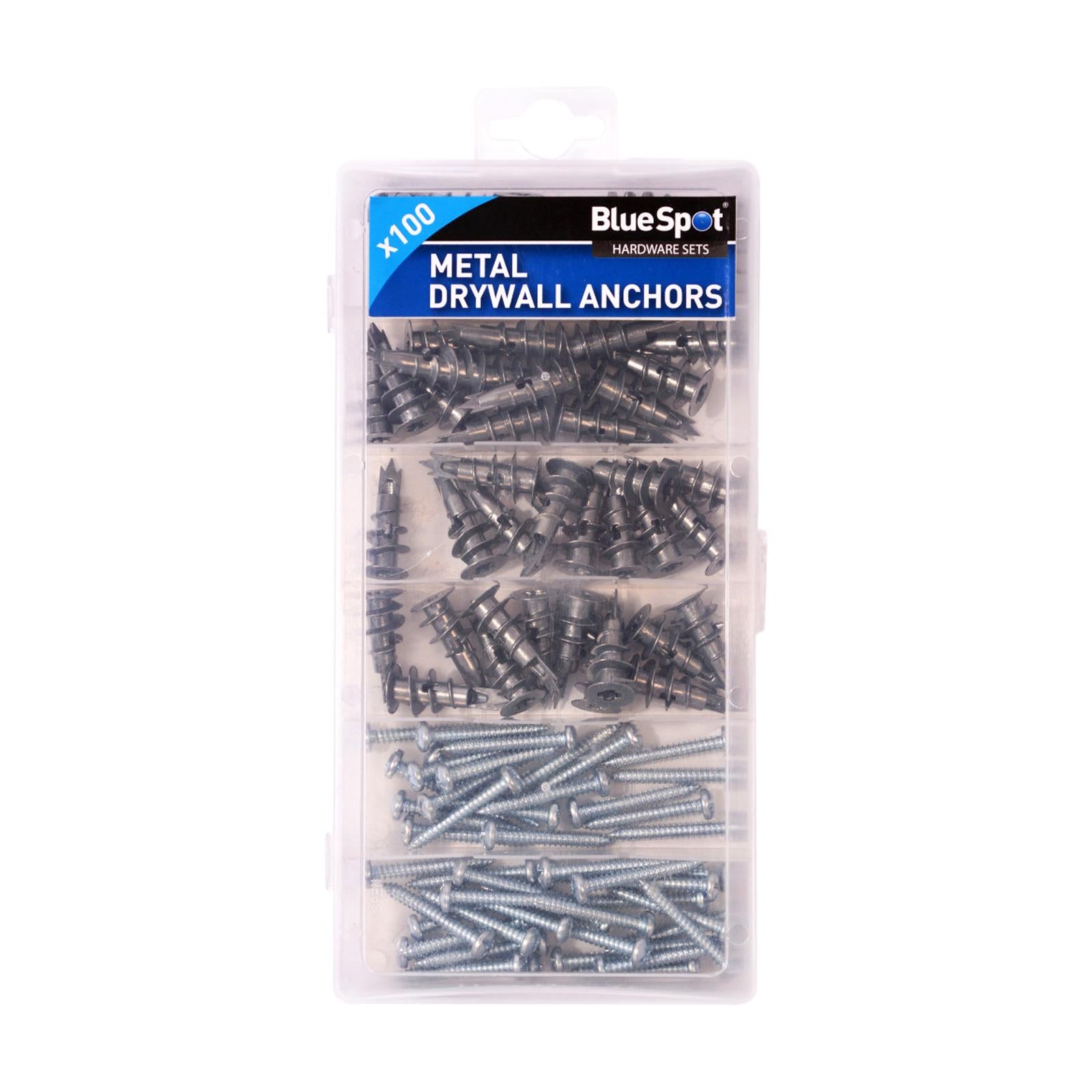 BlueSpot 100Pce Assorted DRYWALL ANCHOR & SCREW SET Platerboard Fixings