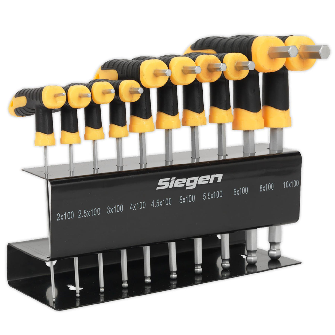 Siegen 10pc T-Handle Ball-End Hex Allen Key Set in Metal Stand 2-10mm