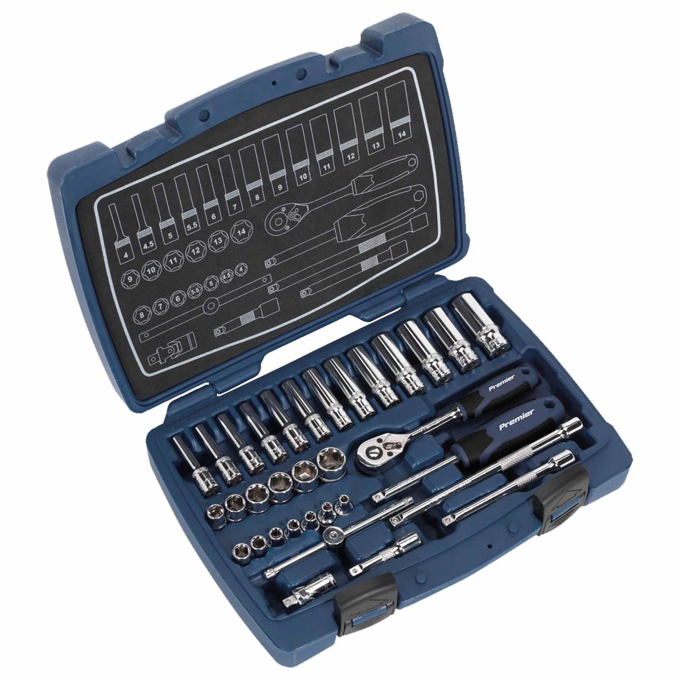 Sealey Socket Set 33pc 1/4"Sq Drive 6pt WallDrive Metric