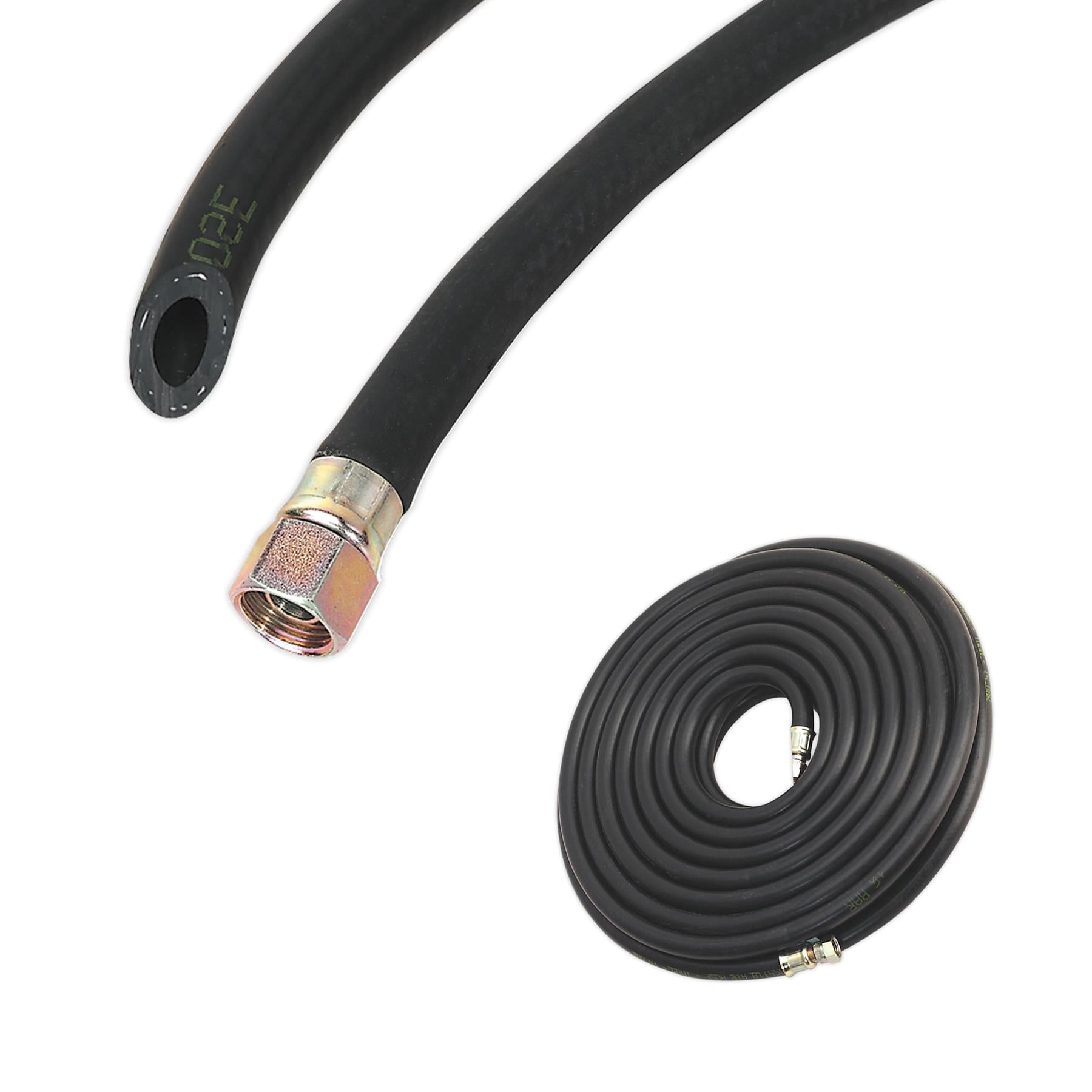 Sealey Heavy Duty Rubber Air Compressor Hose 15m x Ø10mm with 1/4"BSP Unions