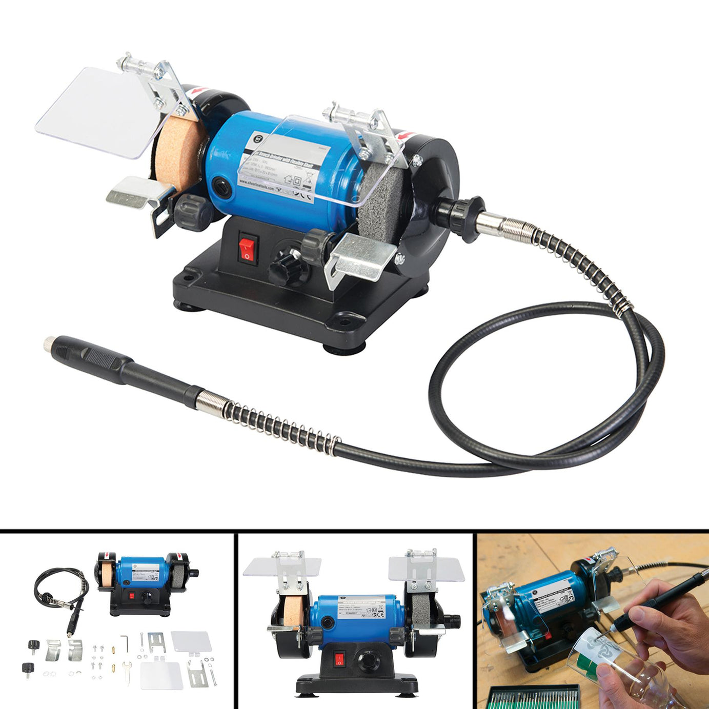 120W Multi Grinder 75mm Small Bench Grinder Engraver Tool Modelling Steam