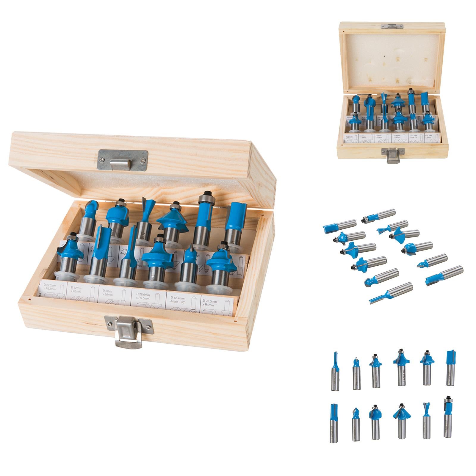 12Pce TCT Router Bit Set 12mm Striaght Grooving Dovetail Chamfer Flush Rounding