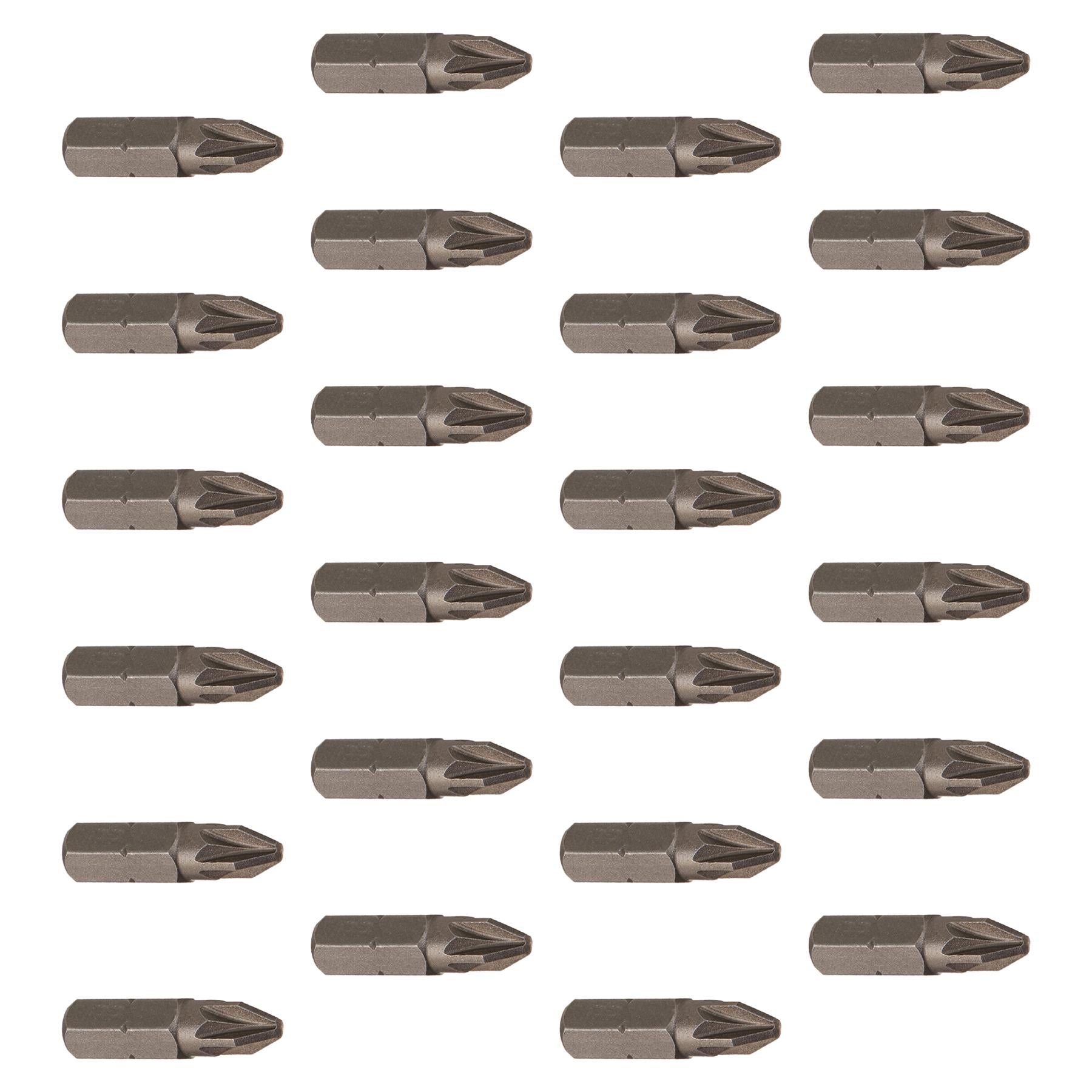 Pozidriv PZ2 Screwdriver Bits CRV Chrome Vanadium Steel 1/4" Hex Drive 25Pcs