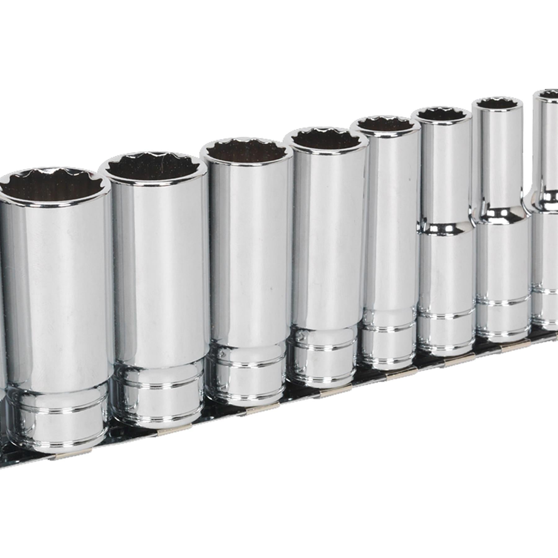 Sealey Socket Set 9pc 1/2"Sq Drive Deep Whitworth