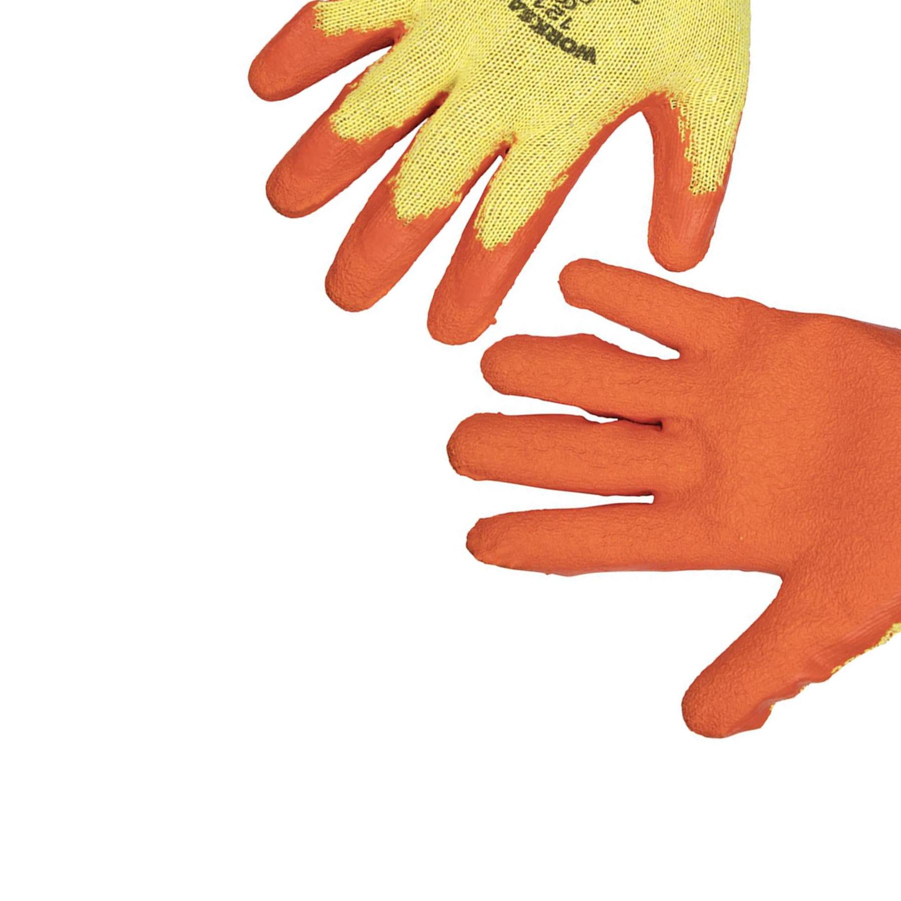 Sealey Latex Coated Work Gloves Builder Gardening Safety Grip Large 12 Pairs