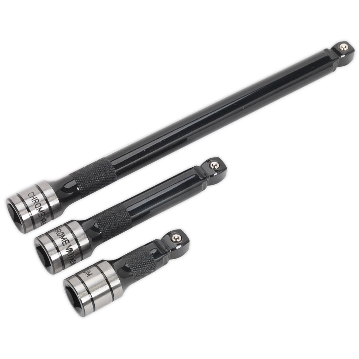 Sealey Wobble/Rigid Extension Bar Set 3pc 1/2"Sq Drive Black Series