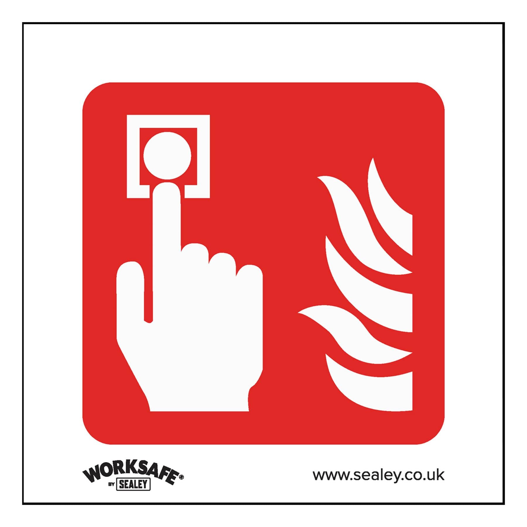 Sealey Safety Sign - Fire Alarm Symbol - Rigid Plastic - Pack of 10