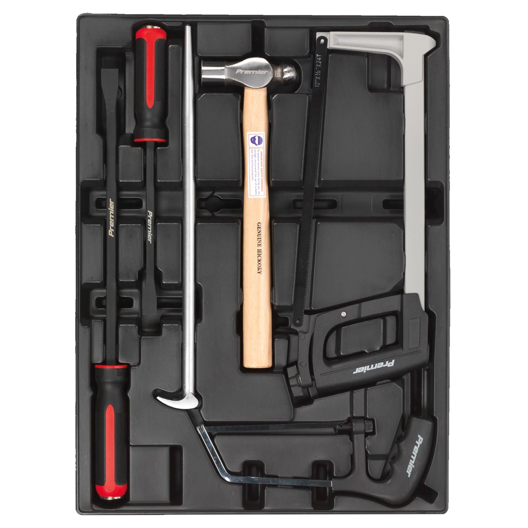 Sealey Tool Tray with Pry Bar, Hammer & Hacksaw Set 6pc