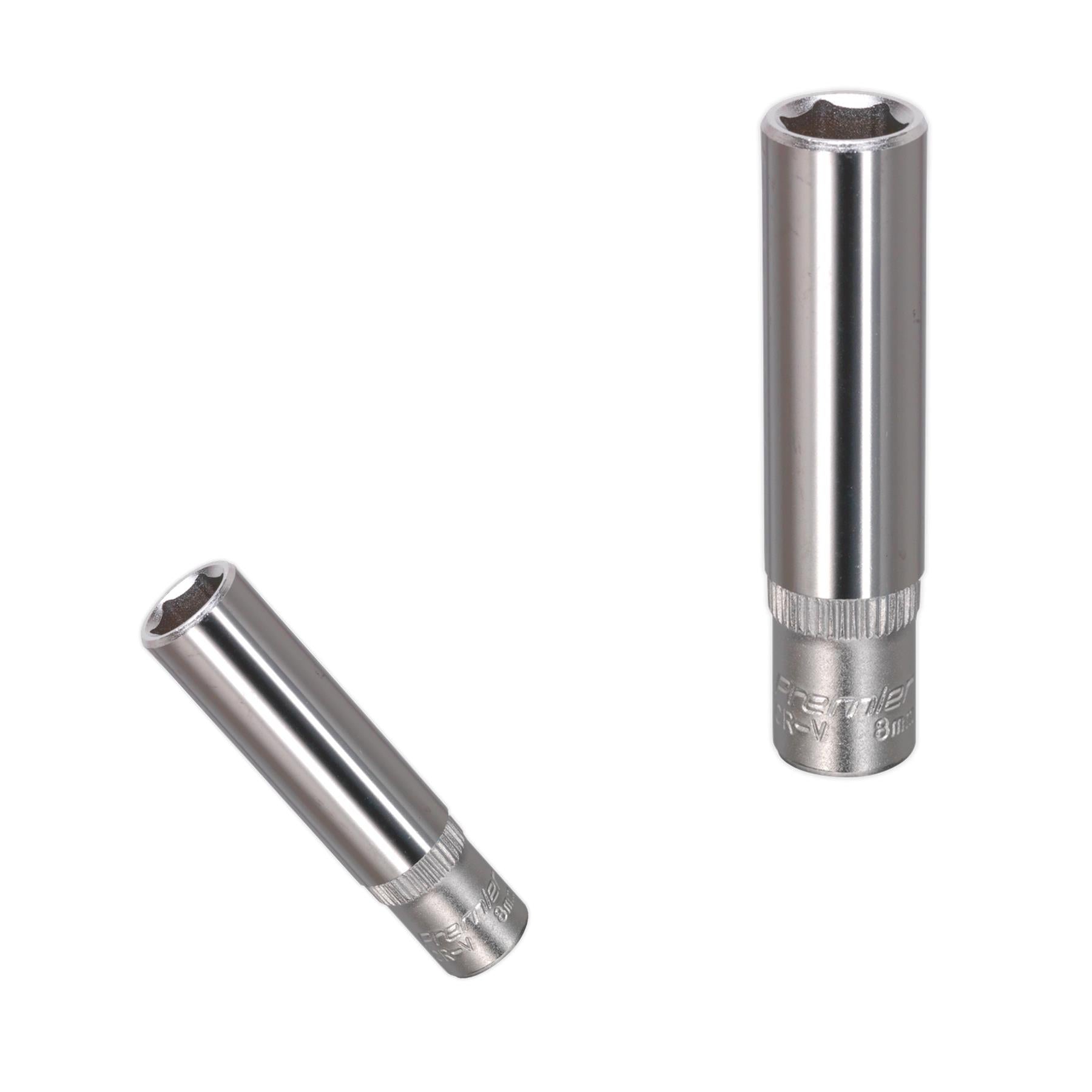 Sealey WallDrive Socket 8mm Deep 1/4"Sq Drive Chrome Vanadium Steel