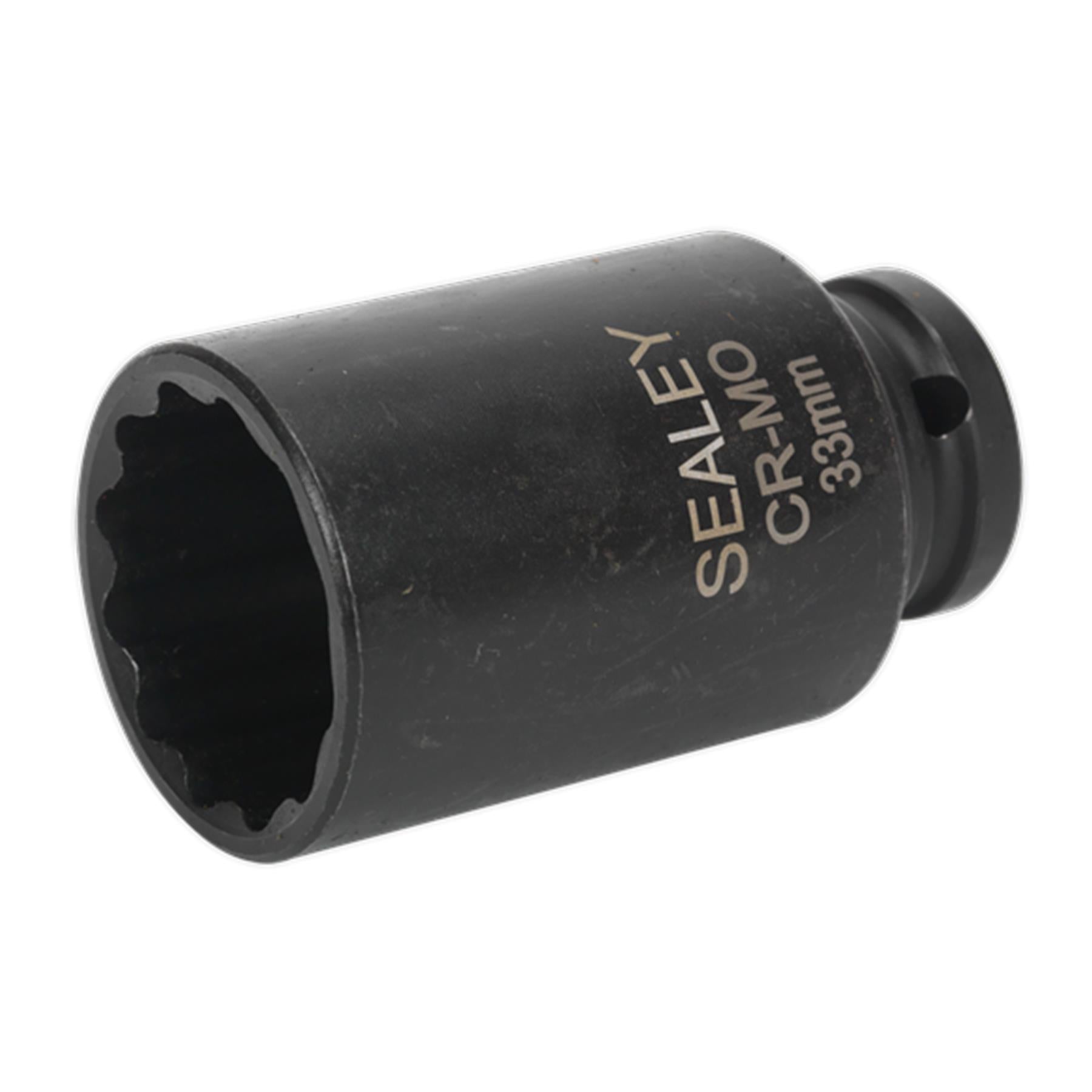 Sealey Impact Socket 33mm 12pt Bi-Hex Deep 1/2"Sq Drive