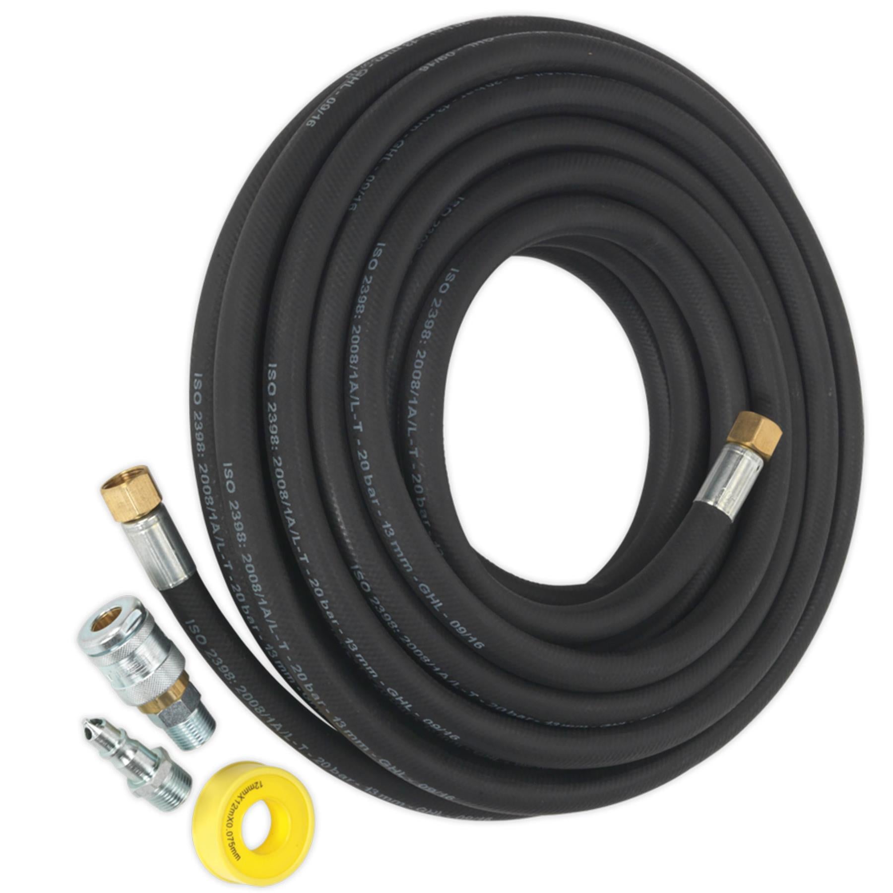 Sealey Air Hose Kit 15m x 13mm High Flow With 100 Series Adaptors
