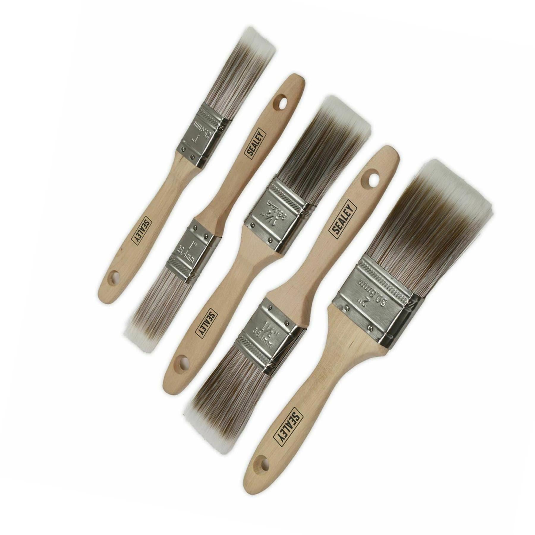 Sealey Wooden Handle Paint Brush Set 5pc