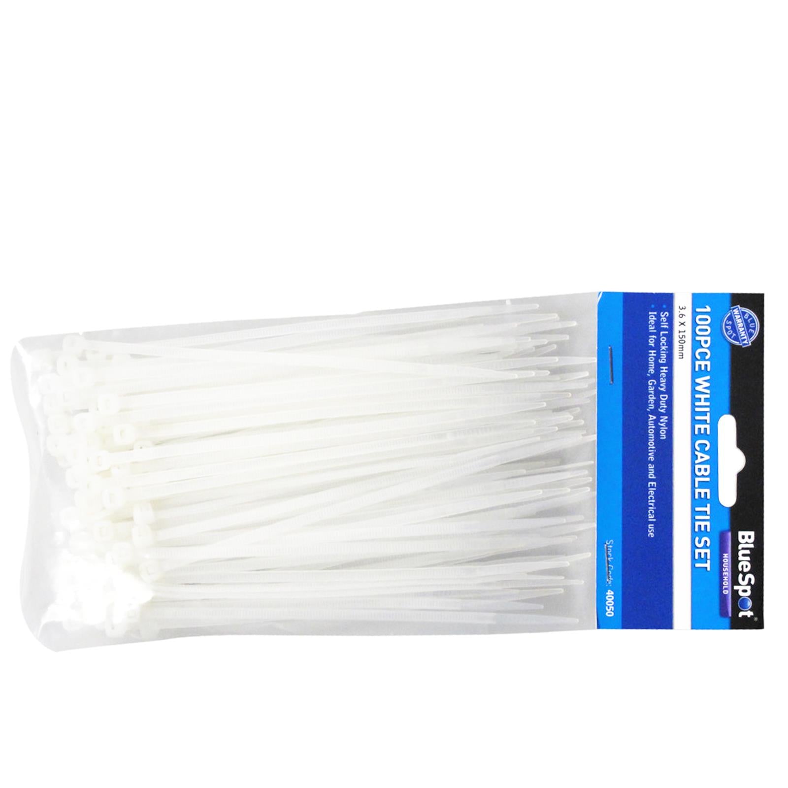 Cable Zip Ties 100Pce Nylon Wraps High Quality Strong 3.6mm X 150mm BlueSpot