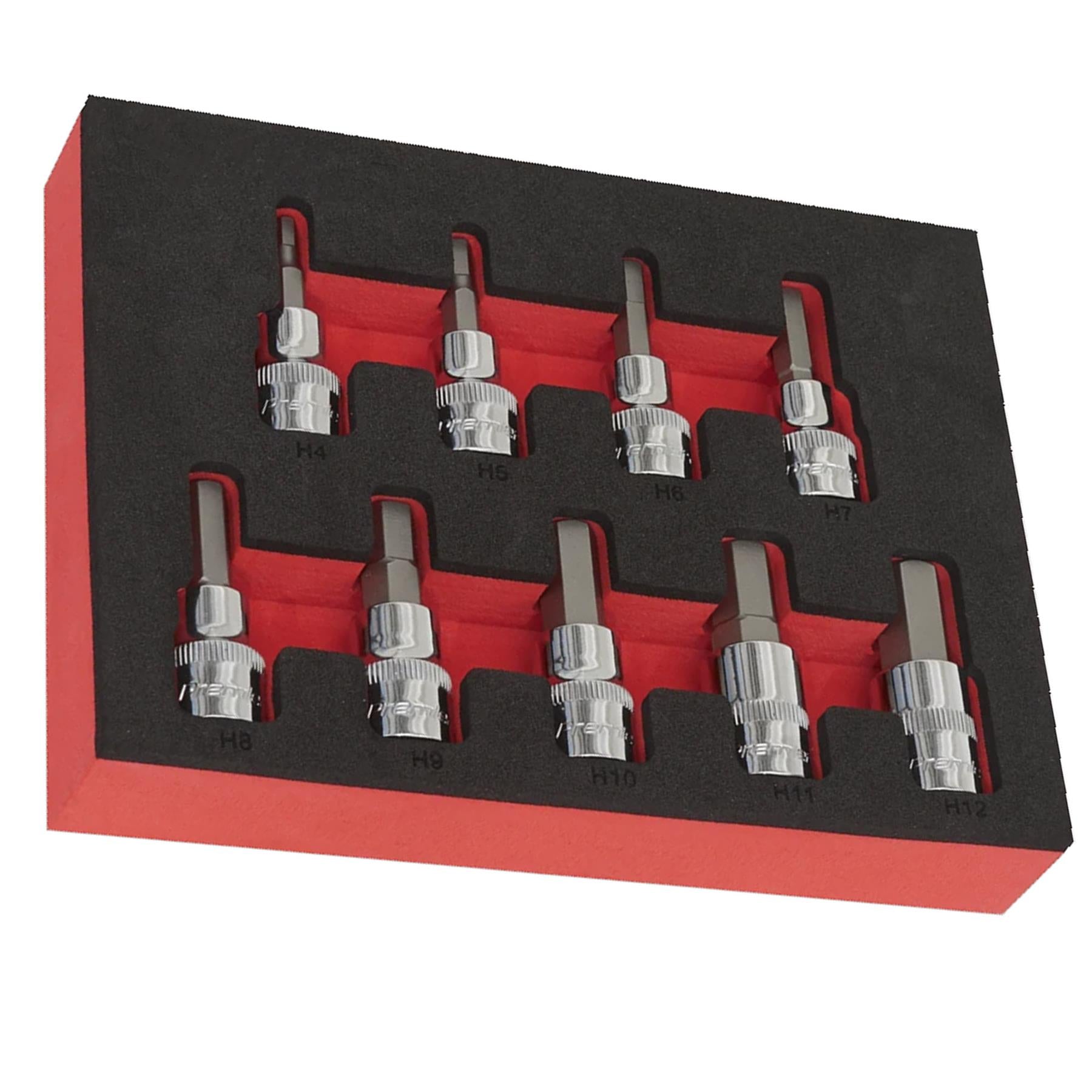 Sealey Hex Socket Bit Set 9pc 3/8"Sq Drive Metric
