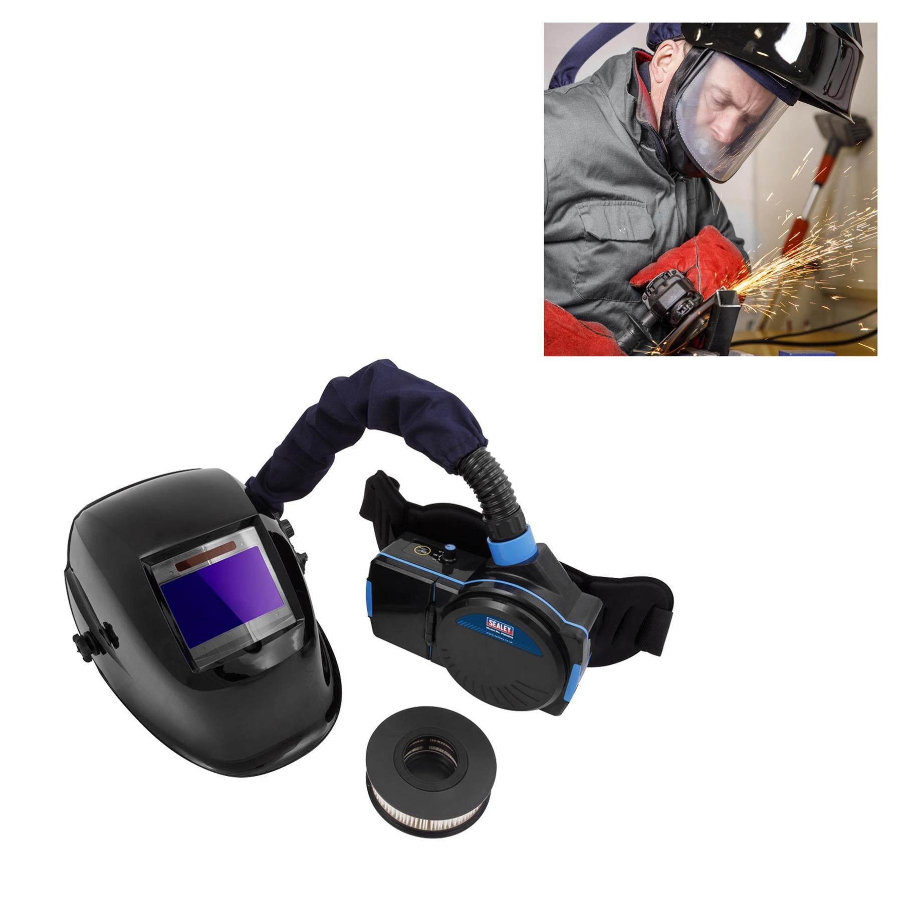 Sealey Welding Helmet with Powered Air Purifying Respirator (PAPR)