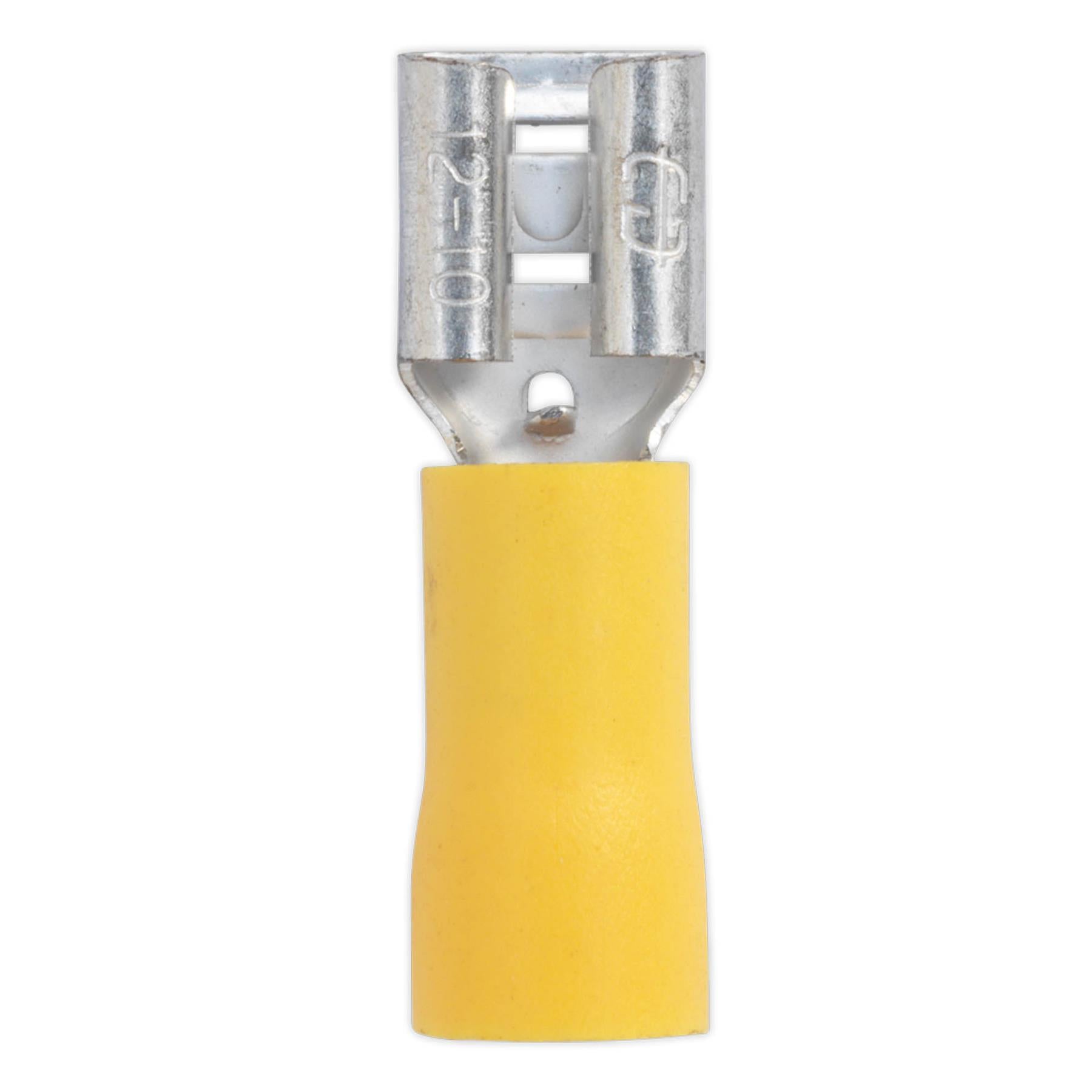 Sealey Push-On Terminal 6.3mm Female Yellow Pack of 100